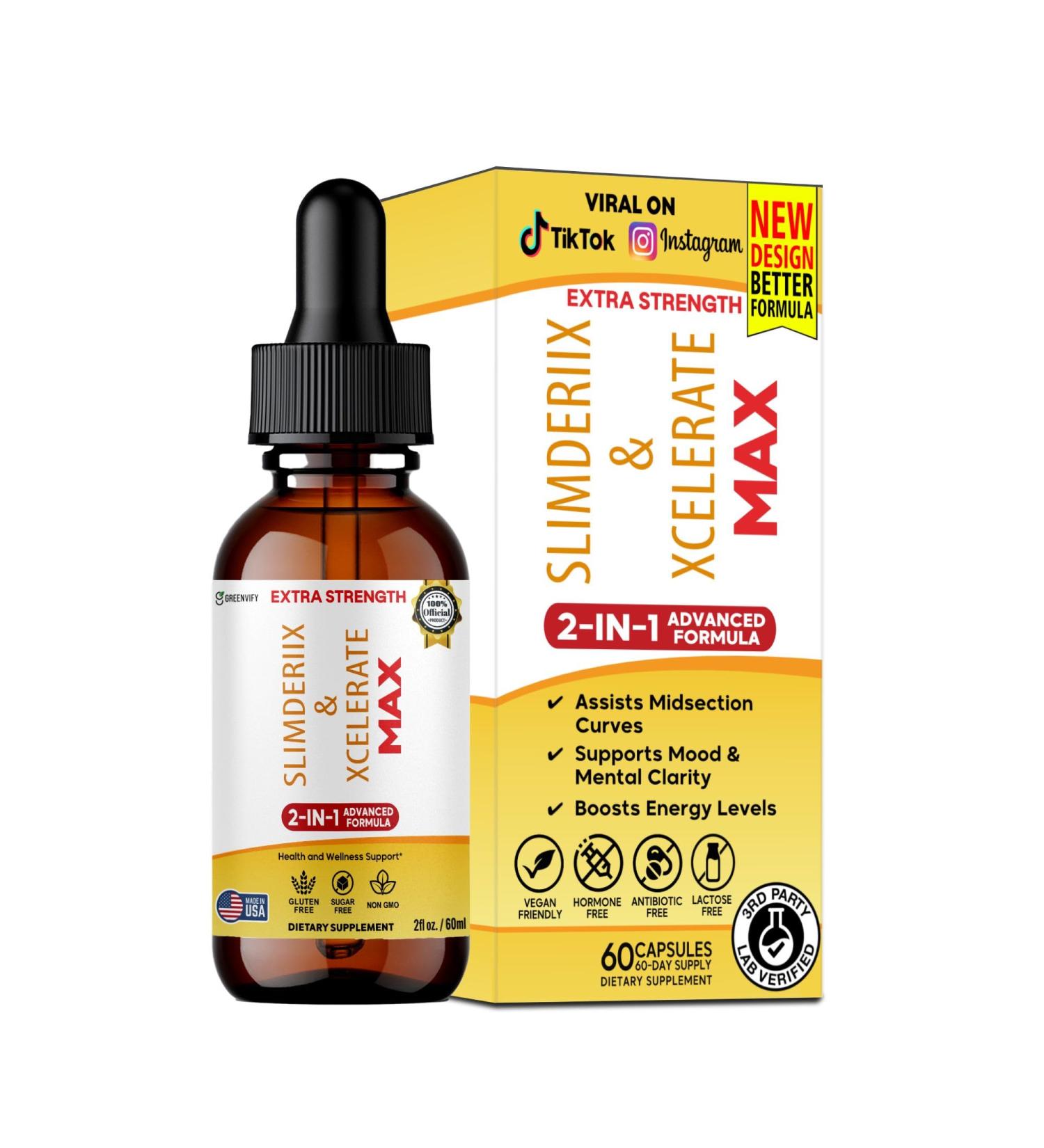 Extra Strength Slimderix & Xccelerate Max Liquid Drops 2-in-1 Advanced Formula 60 Servings 2 fl oz (1) - Buy Online on GoSupps.com