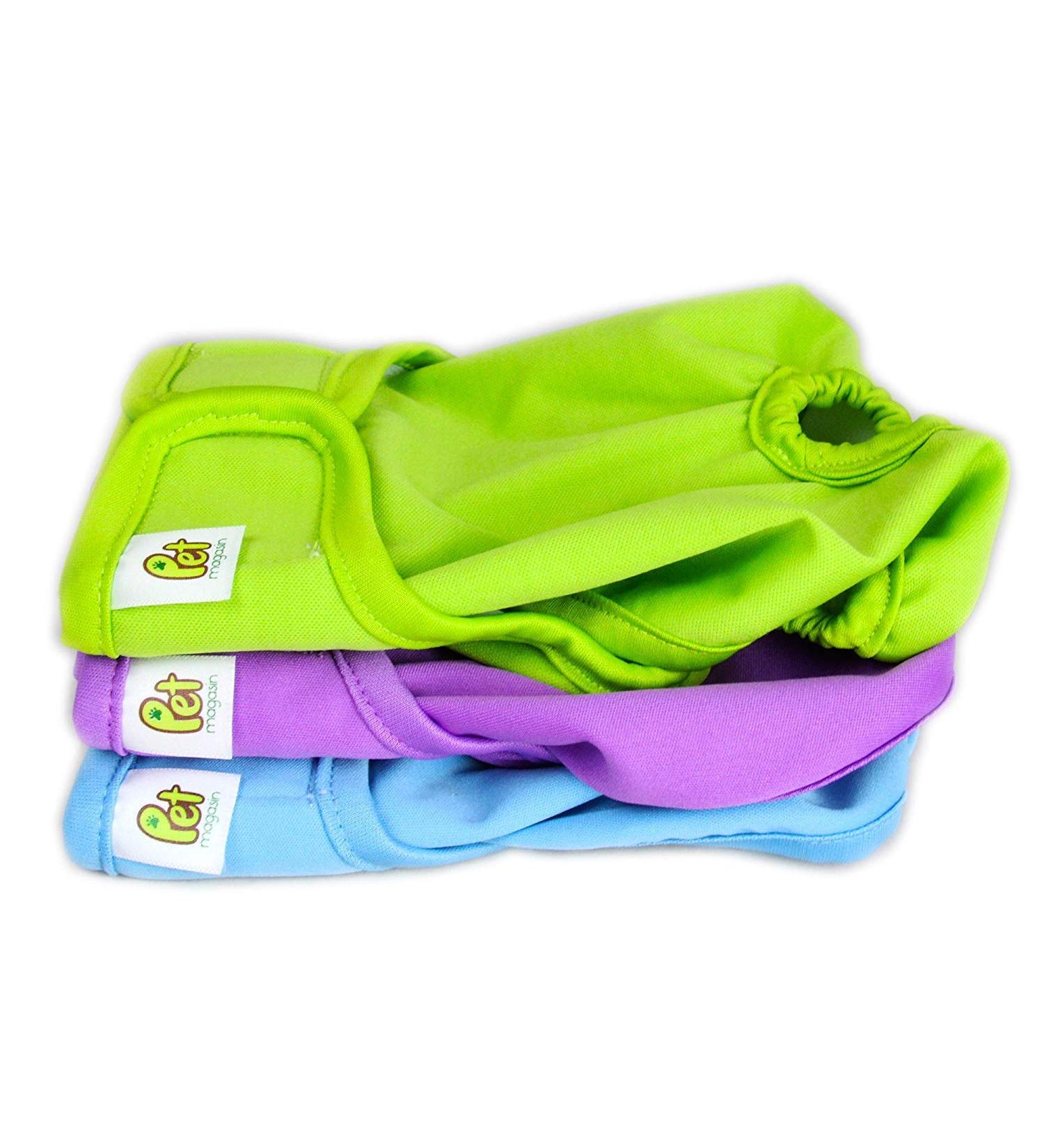 PET MAGASIN Reusable Female Dog Diapers - 3-Pack Teal & Purple Size S - Eco-Friendly Pet Products - Buy Online on GoSupps.com