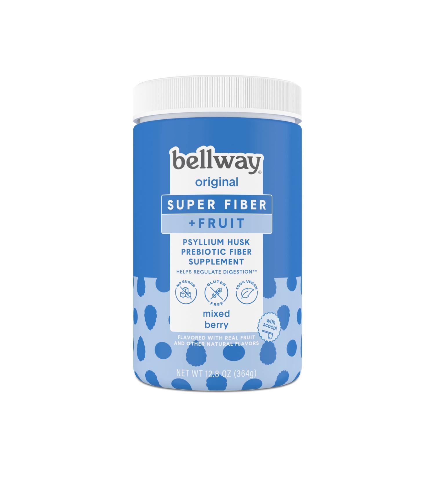 Bellway Super Fiber Powder Mixed Berry - Psyllium Husk Fiber Supplement (12.8 oz) | Sugar-Free - Buy Online on GoSupps.com