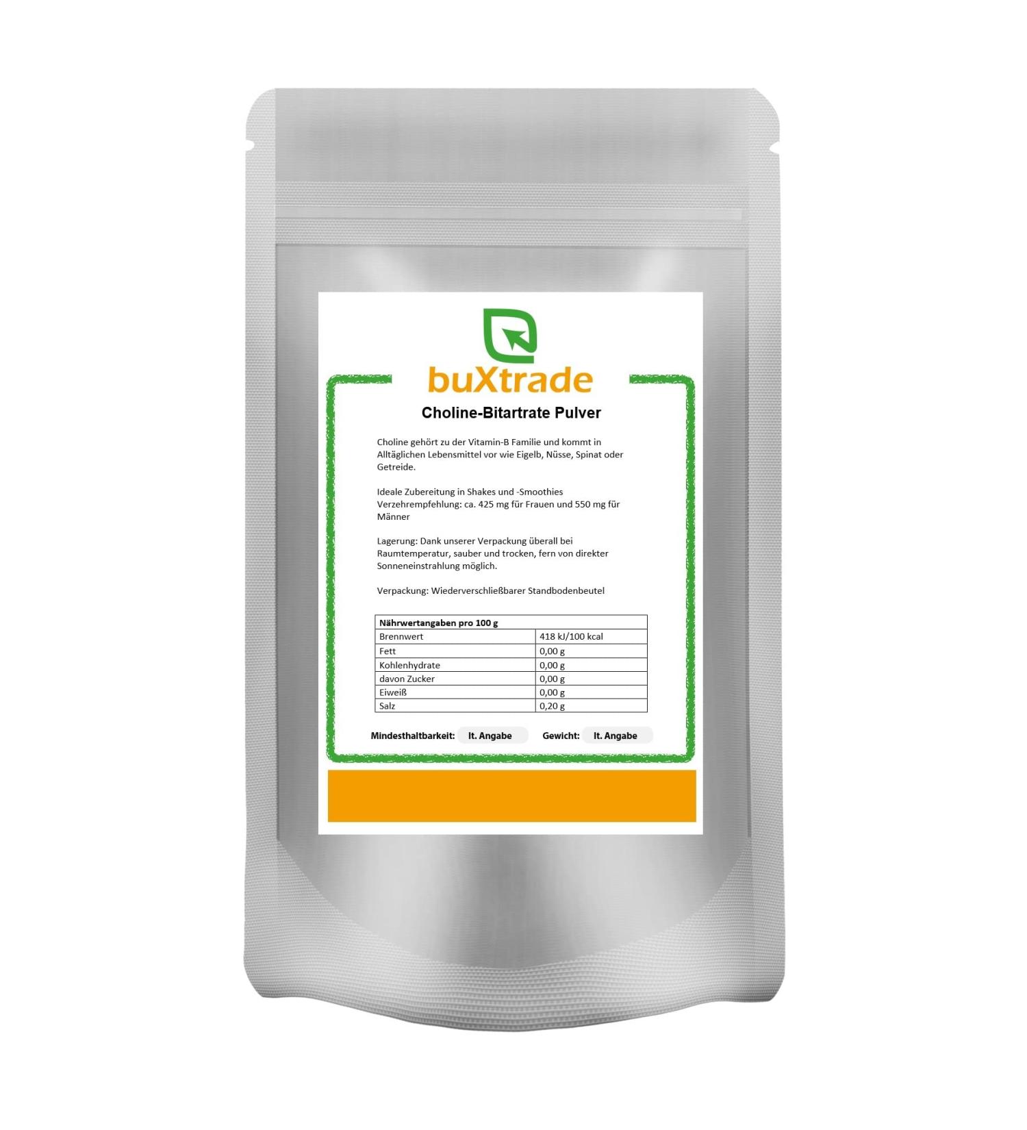 4x500 g Choline Bitartrate Powder | Non GMO | Choline | Vitamin B4
