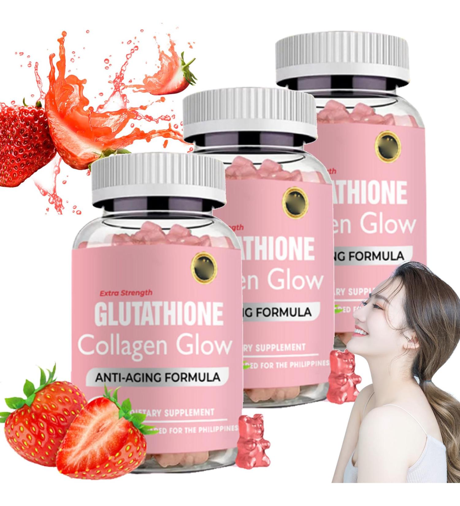 Glutathione Collagen Glow Gummies Glowing Skin Gummies Glutathione Collagen Glow Gummies for Dark Spot 2/3bottle Korean Collagen Gummies for Skin Care (3pcs) 60 count (Pack of 3) - Buy Online on GoSupps.com