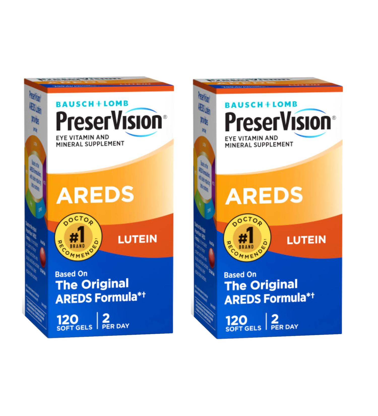 PreserVision AREDS Lutein Eye Vitamin & Mineral Supplement Beta-Carotene Free Soft Gels 120 ct (Pack of 2) - Buy Online on GoSupps.com