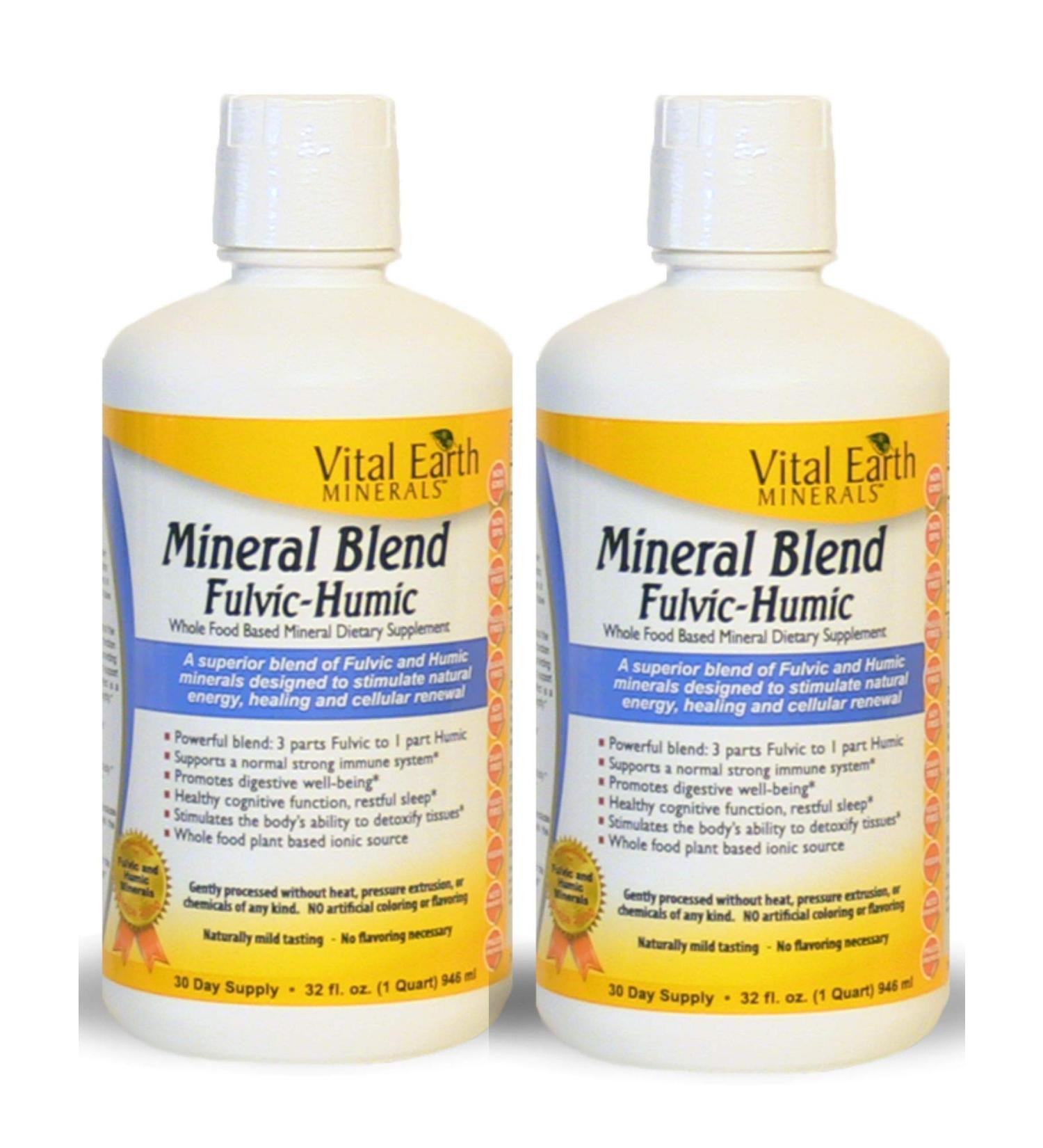 Vital Earth Minerals Mineral Blend Fulvic-Humic - Liquid Ionic Multimineral Supplement - Vegan & Whole Food Plant-Based - Almost Tasteless - 2oz - Buy Online on GoSupps.com