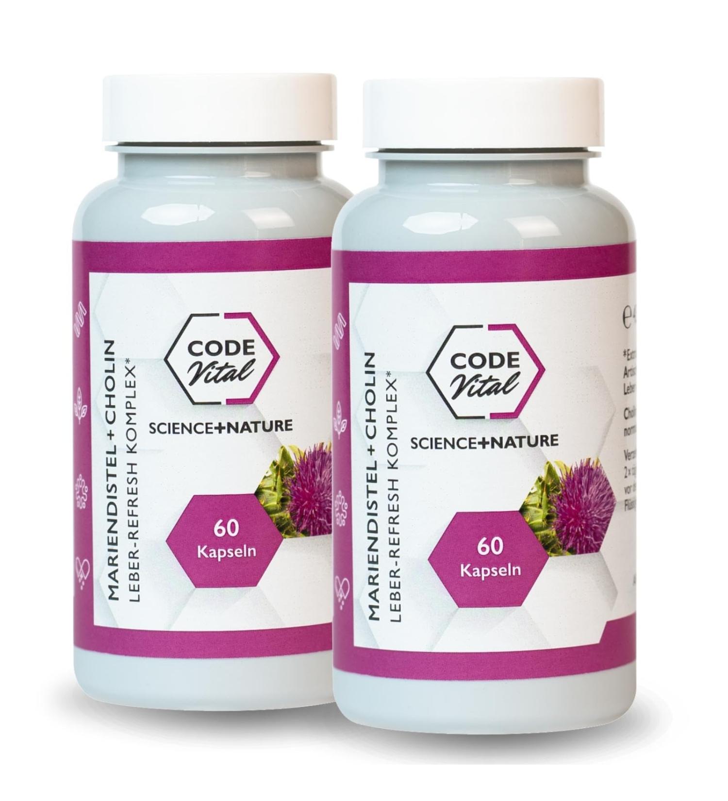 Code Vital Mary Thistle Capsules with Choline - Liver Support with Artichoke & Dandelion Extract | 2 Packs | 120 Capsules for Optimal Health - Buy Online on GoSupps.com
