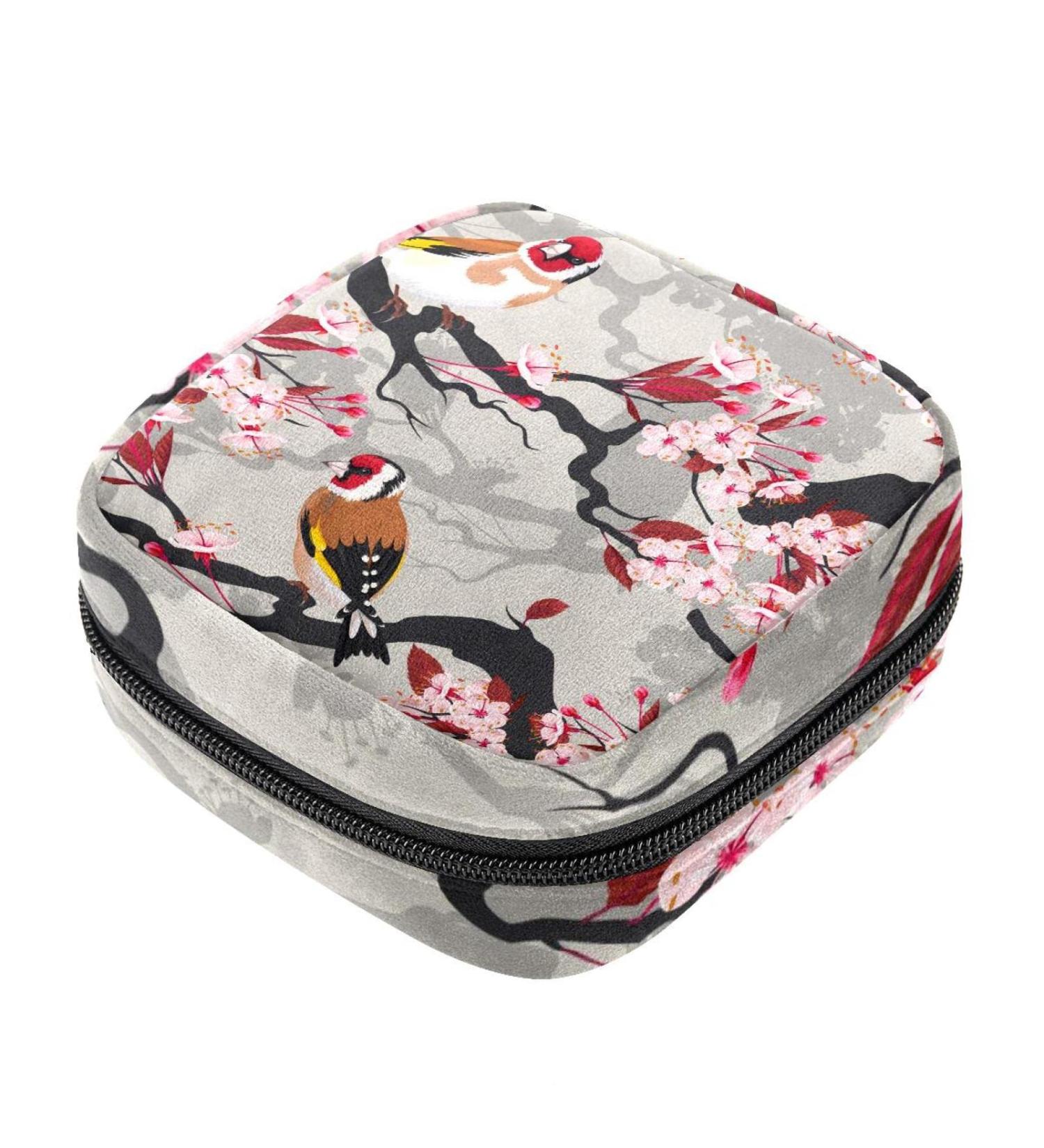 Blooming Cherry Pattern Sanitary Napkin Storage Bags - Durable Period Bags for Women & Teens | Menstrual Cup Bags - Buy Online on GoSupps.com