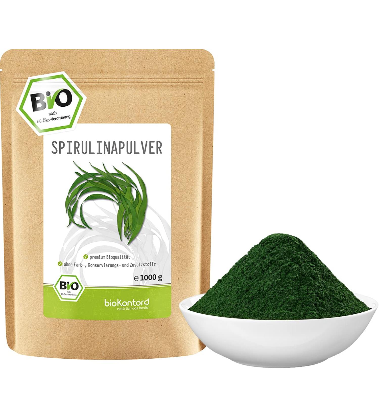 Buy 100% Natural Spirulina Powder 1000g - Organic & Pure | Biocontor - No Additives Lab-Tested - Buy Online on GoSupps.com