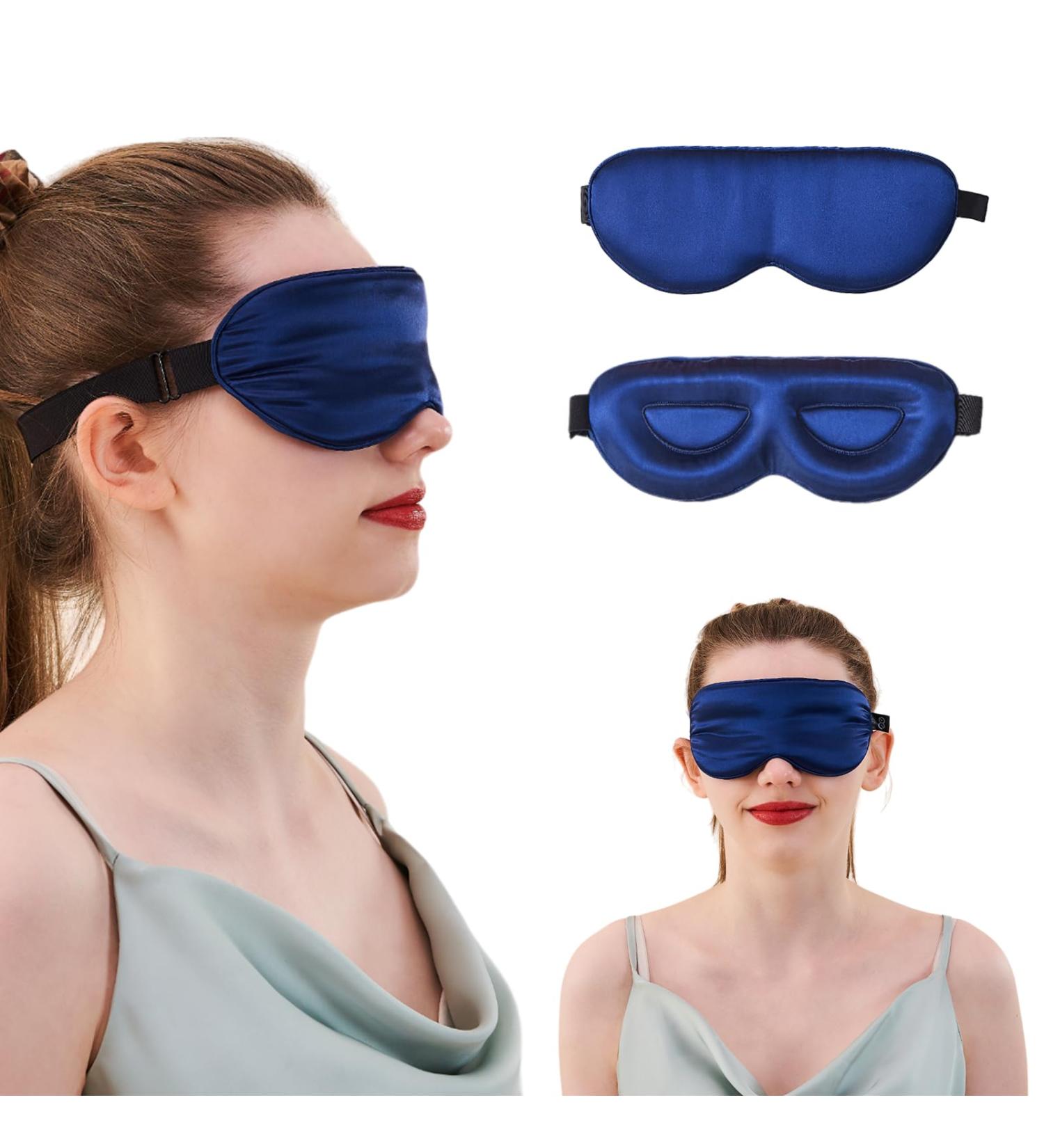 Buy PROMEED 100% Mulberry Silk Sleep Mask - 23 Momme 3D Contoured Eye Mask for Ultimate Comfort & Light Blocking (Navy Blue - Buy Online on GoSupps.com