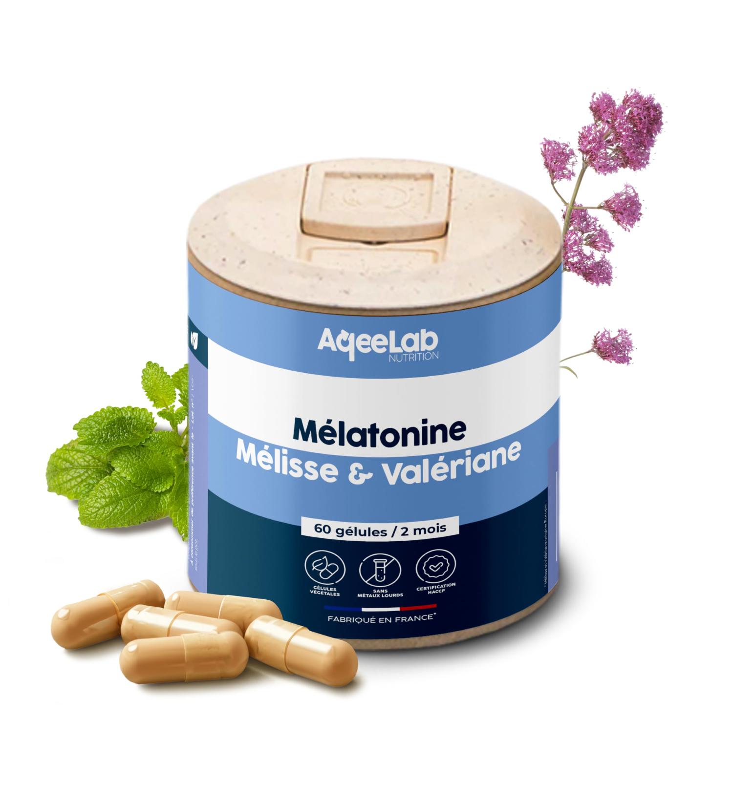 Melatonin & Plants Maximum dosage 60 vegetable capsules 2 months Improves sleep Tested in an independent laboratory Made in France AqeeLab Nutrition: the eco-friendly brand - Buy Online on GoSupps.com