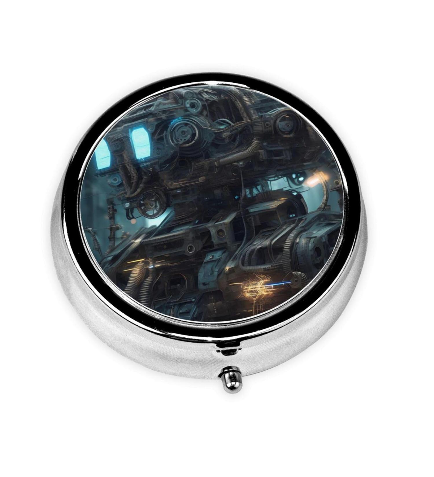 Future Robot Round Pill Box | 3 Compartment Organizer & Portable Travel Solution for Easy Medication Management - Buy Online on GoSupps.com