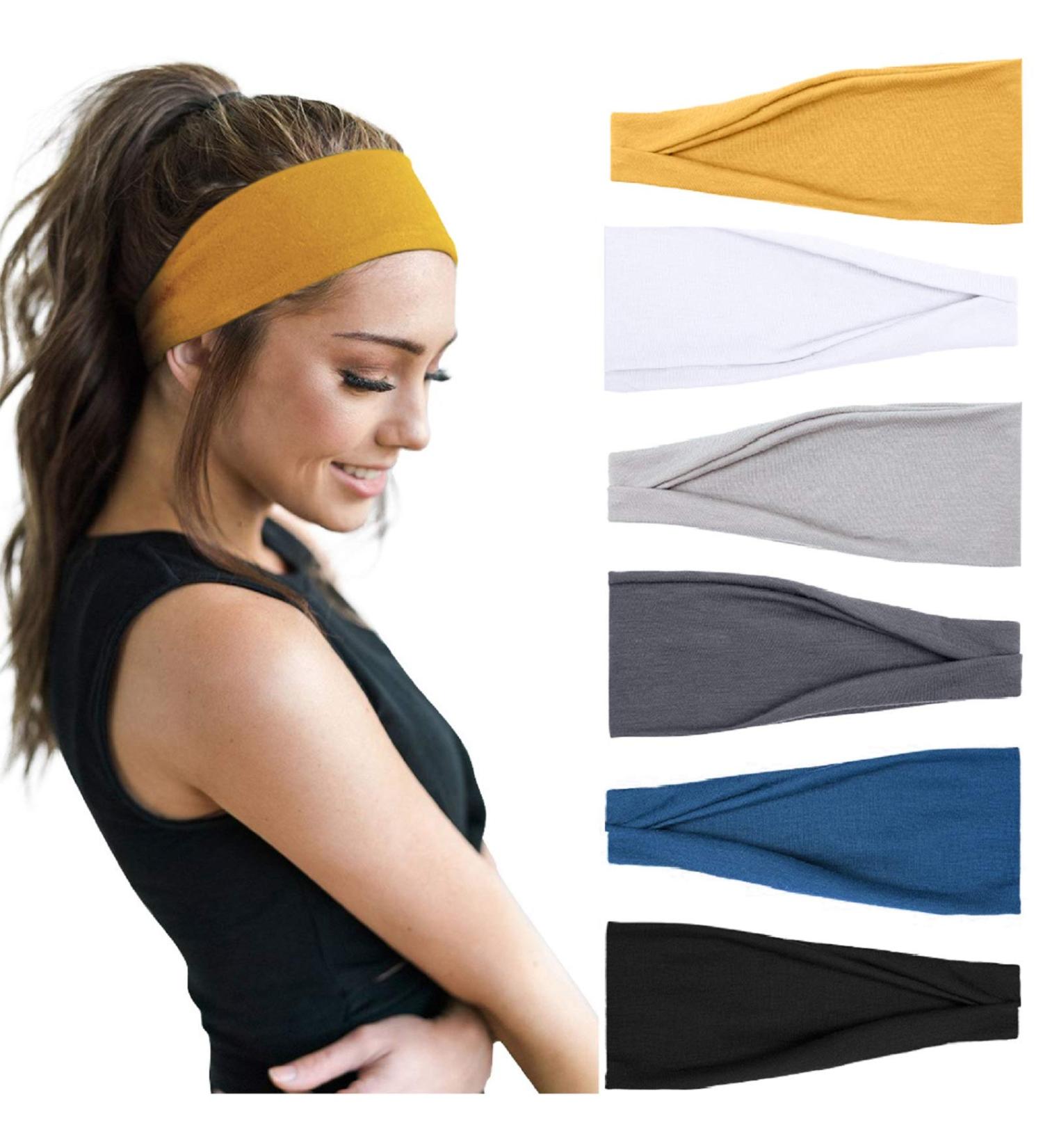 TERSE Women s Sports Headbands - Elastic Wide Hairbands for Yoga & Workout - Color-A - International Shipping Available - Buy Online on GoSupps.com