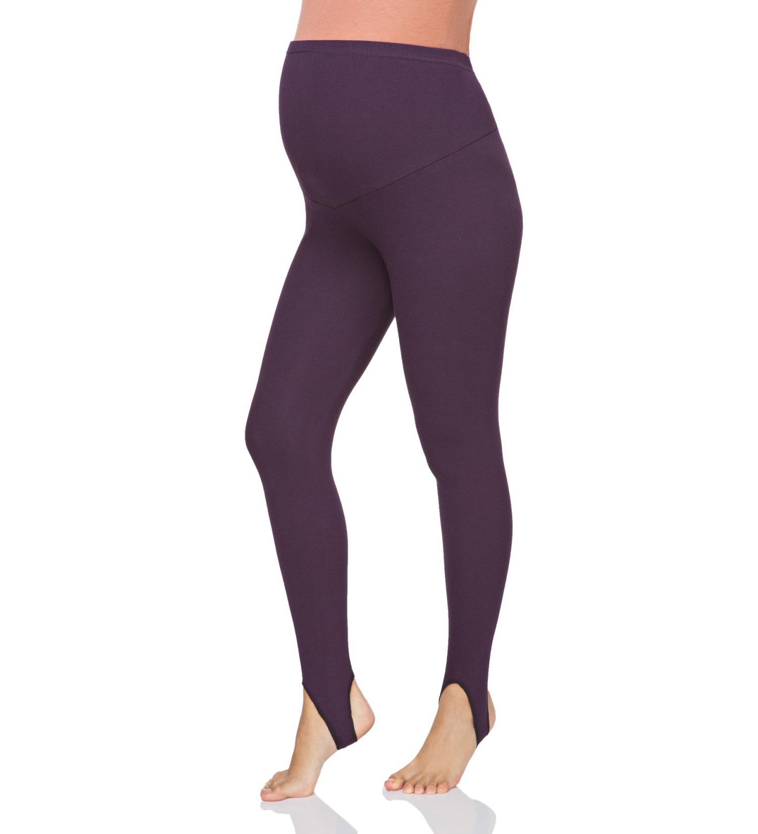 FUTURO FASHION Women's Maternity Fleece-Lined Stirrup Leggings - Plum | Over Bump Belly Support | High Waisted Pants for Winter | Comfortable Pregnancy Cotton Leggings | Sizes 8-22 UK - Buy Online on GoSupps.com