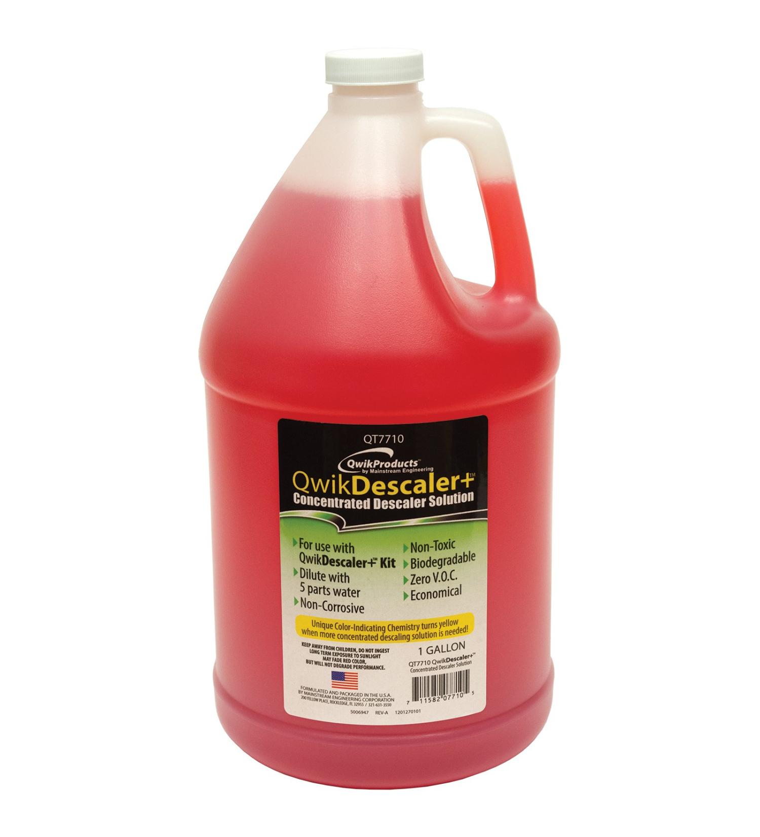 QwikDescaler+ Concentrated Descaler Solution | Descaling Solvent Quickly Dissolves Scale, Lime, Rust, and Other Water-Formed Deposits | For Heat Exchangers, Heaters, Tankless Water Heaters, 1 Gallon