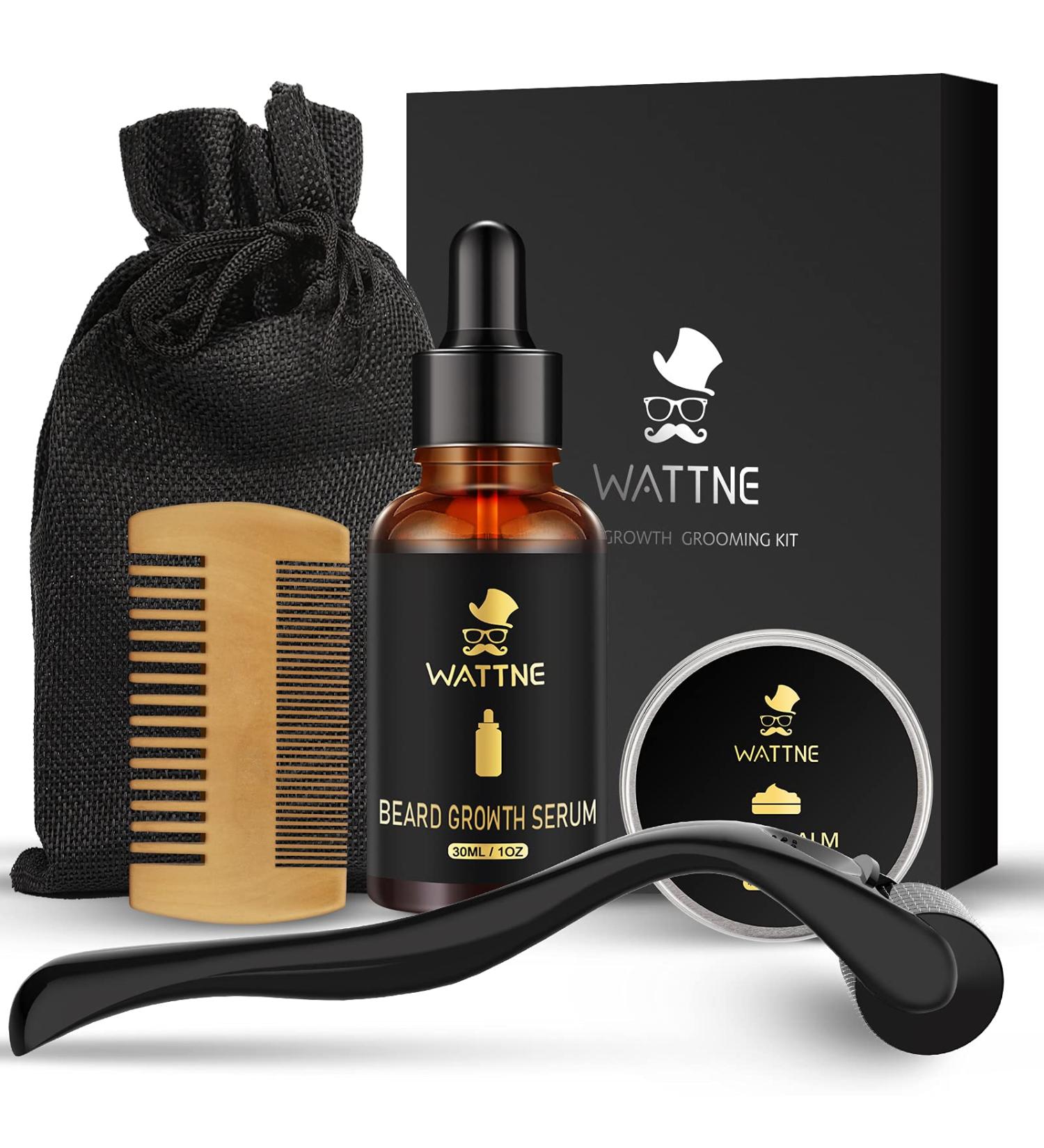 Beard Growth Kit with Derma Roller & 100% Natural Beard Oil Serum - Promote Hair Growth for Men - Gifts for Him - Buy Online on GoSupps.com