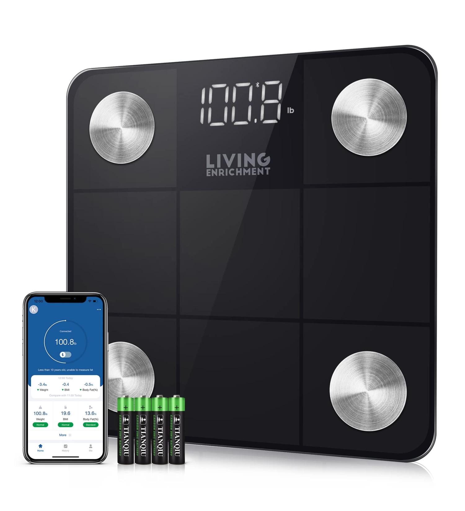 Bluetooth Body Weight Scale with Body Fat Analyzer | Smart Bathroom Wireless Scale for BMI | High Accuracy Sensor | Smartphone App | 400 lbs Capacity - Black - Buy Online on GoSupps.com