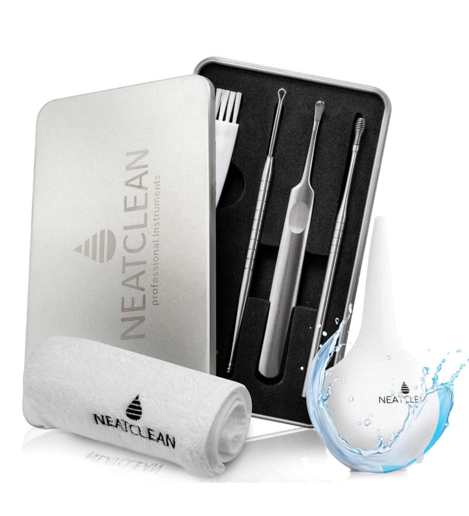 Neatclean 8-in-1 Ear Wax Removal Set - Stainless Steel Ear Cleaner with Premium Storage Box - Effective & Reusable Tools for Adults - Buy Online on GoSupps.com