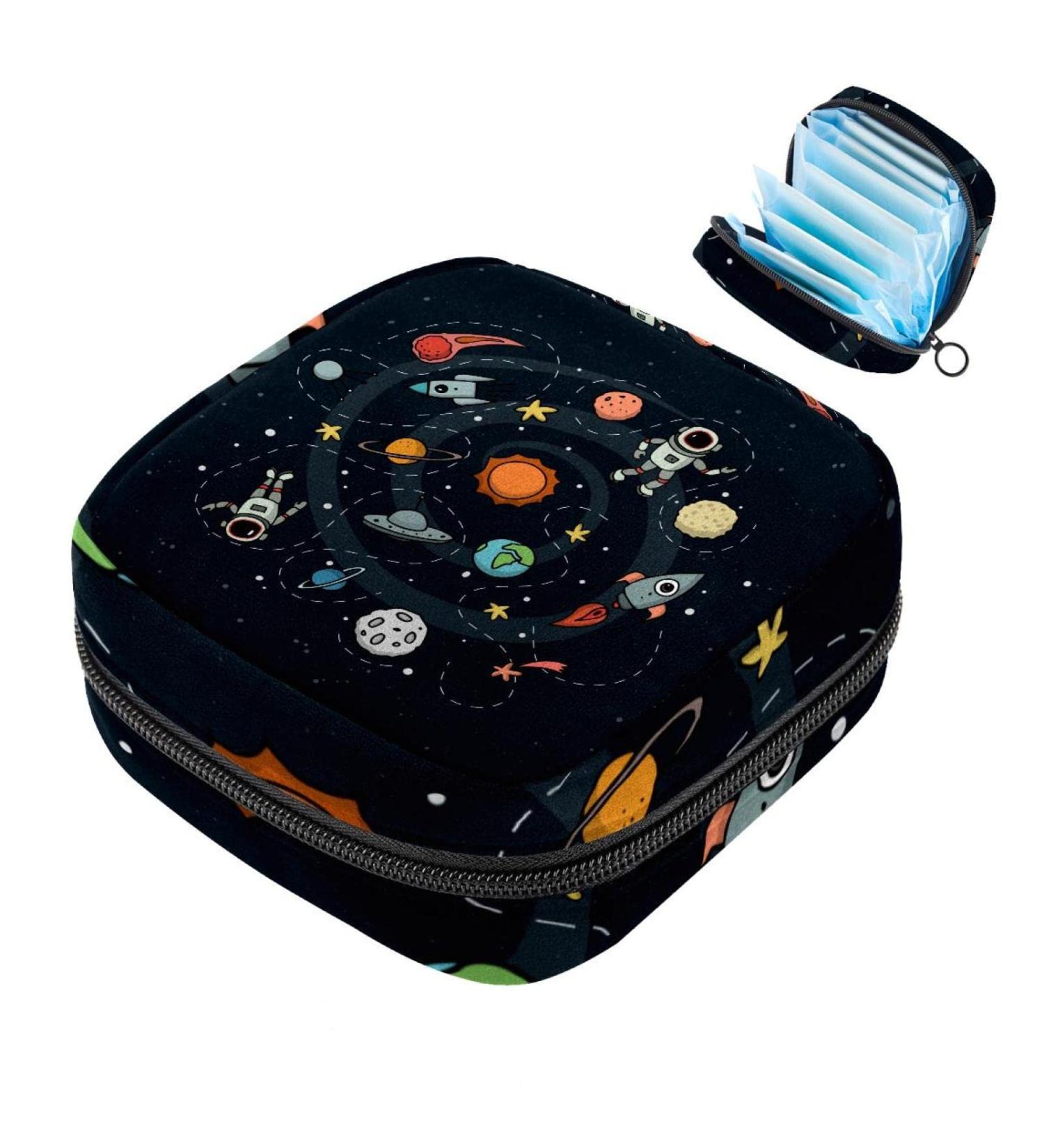 Women's Napkin Storage Bag - Space Rocket Design | Portable Menstrual Cup & Bandages | Ideal for First Period & Menstruation Needs - Buy Online on GoSupps.com