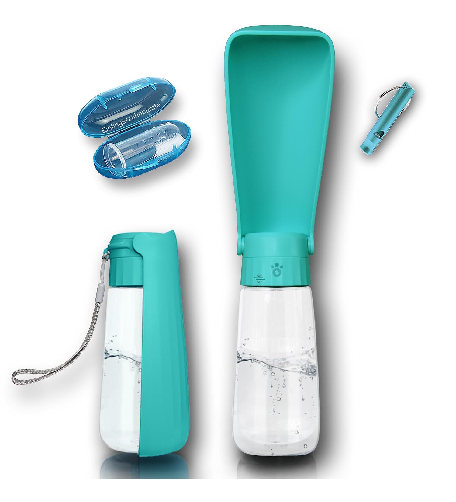 Shop the NEW 3 Series Dog Gift Set | 550ml Foldable Leak-Proof Drinking Bottle with Toothbrush & Pipe | Premium On-the-Go Solution for Dogs - Turquoise - Buy Online on GoSupps.com