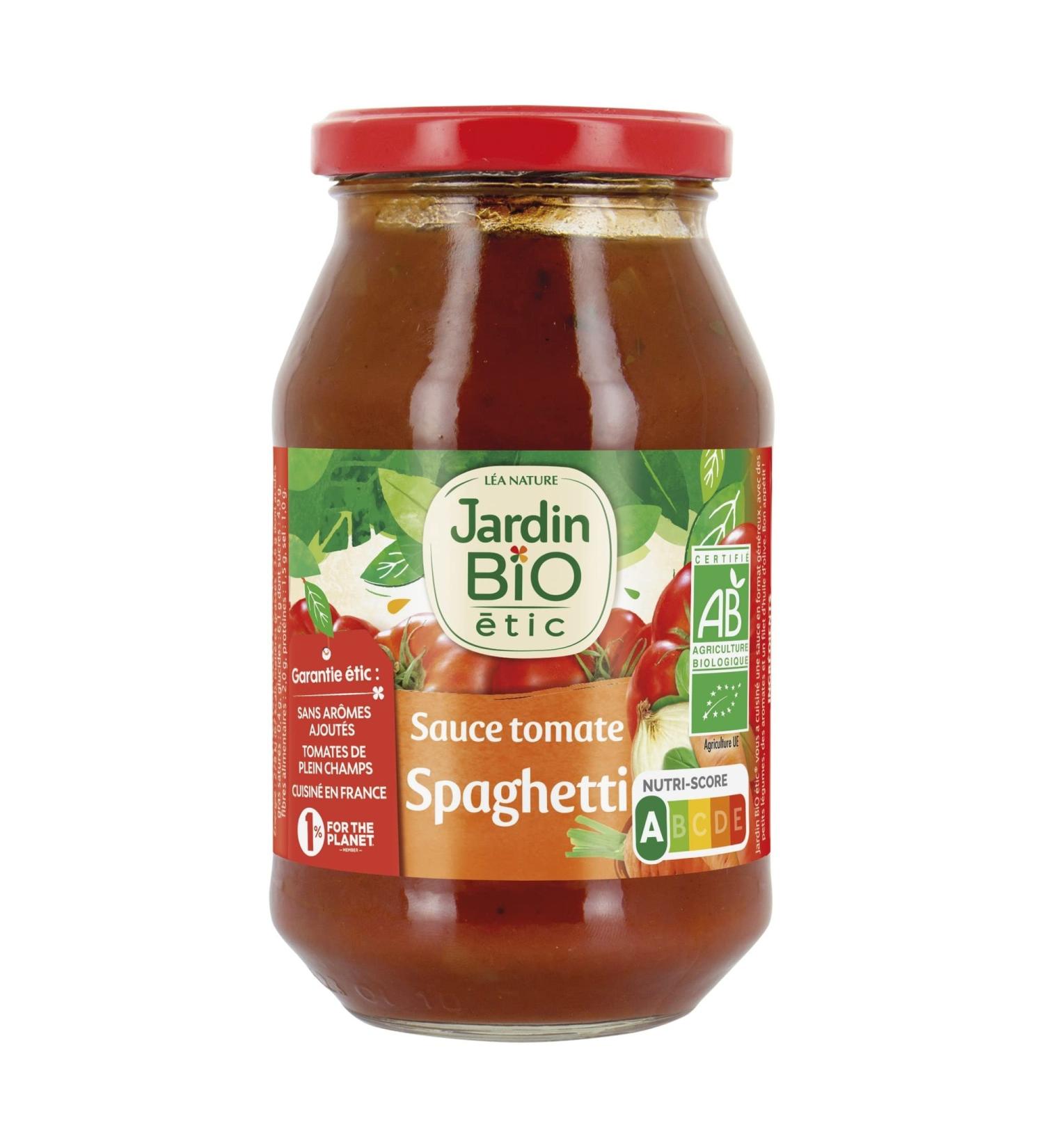  Jardin BiO tic Jardin BiO tic - Organic Spaghetti Tomato Sauce - Field-Grown Tomatoes - Certified Organic AB - No Added Flavorings - Prepared in France - 510g - Buy Online on GoSupps.com