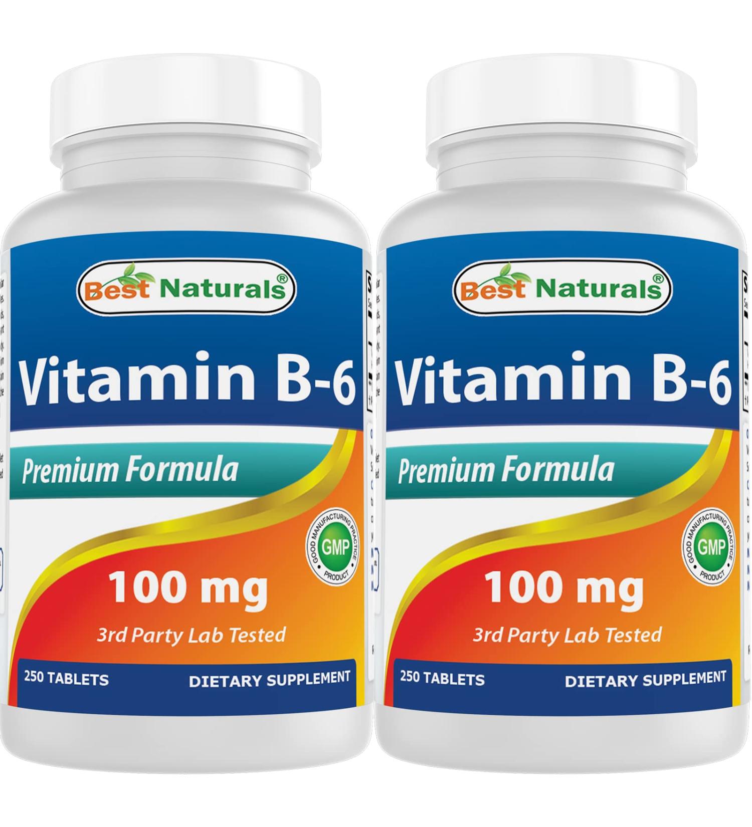 Best Naturals Vitamin B-6 100 mg 250 Tablets (Pack of 2) - Buy Online on GoSupps.com