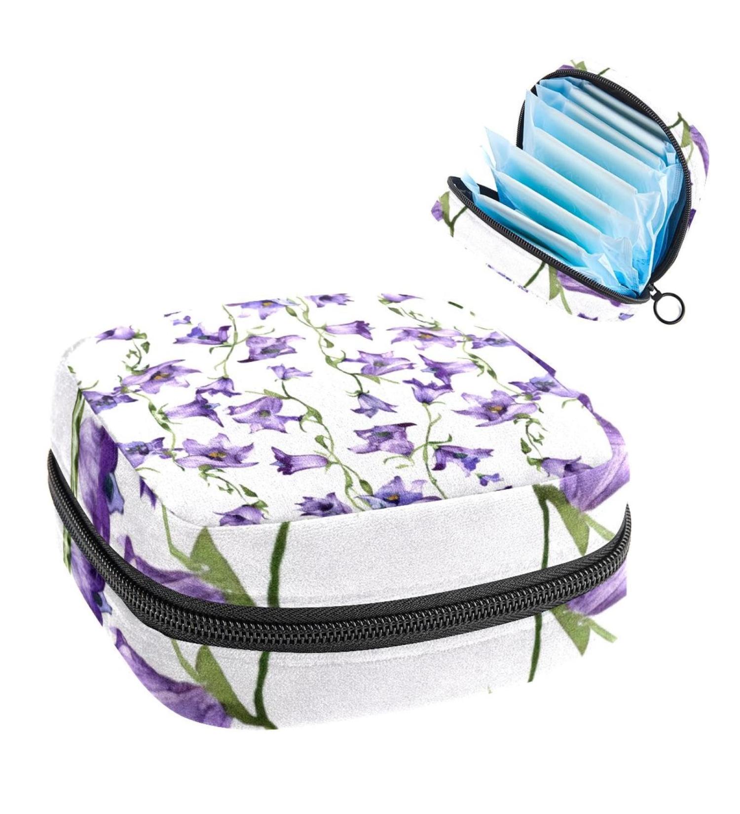 Large Capacity Women's Storage Bags for Bandages Menstrual Cups & Makeup | Travel Organizer | Crane & Lotus Pattern | 4.7x6.6x6 in - Buy Online on GoSupps.com