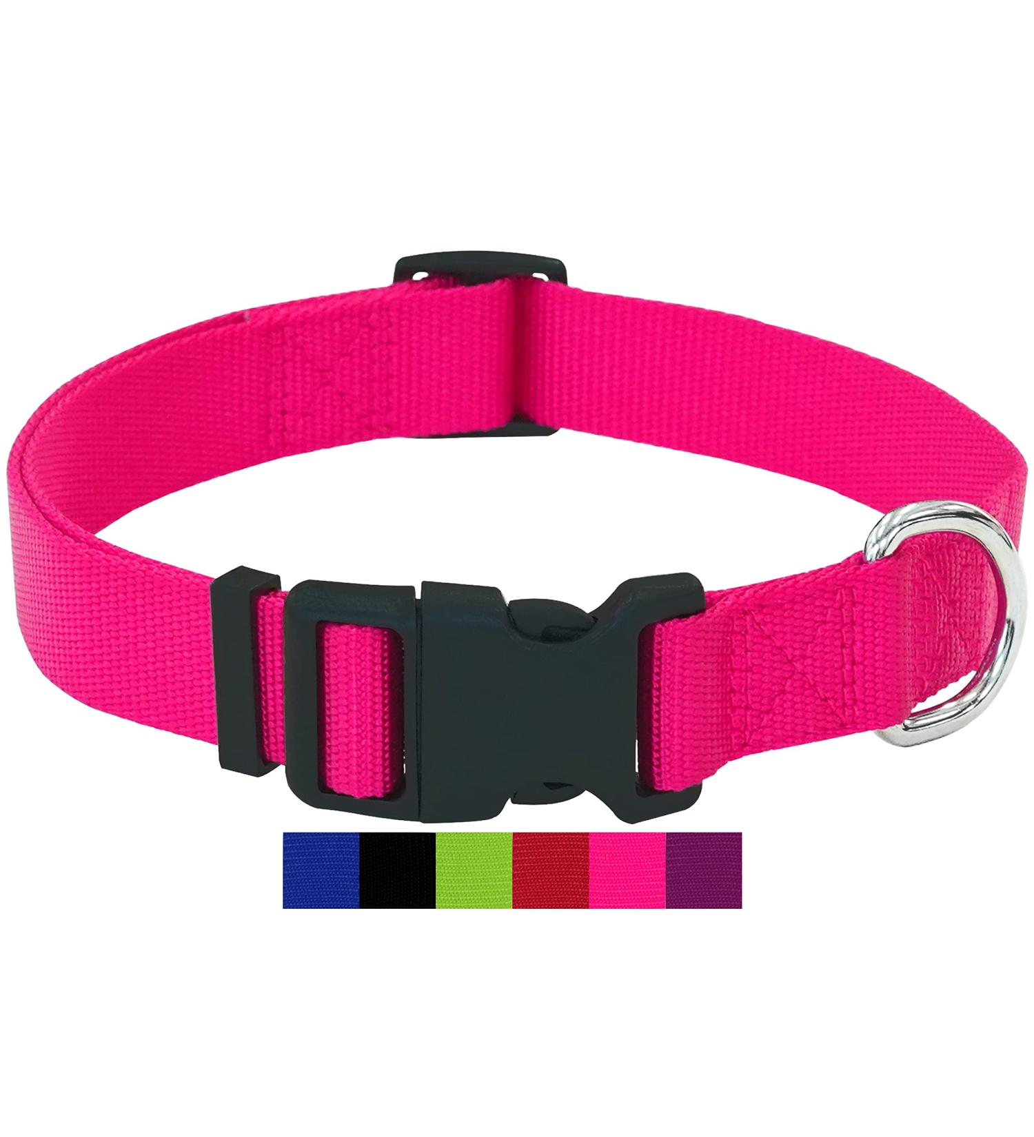 Dey Premium Adjustable Dog Collar | Nylon Neck Bands for Small & Large Dogs | Multiple Colors & Sizes | Pink Rosa S - 1.5 x 27-37 cm - Buy Online on GoSupps.com