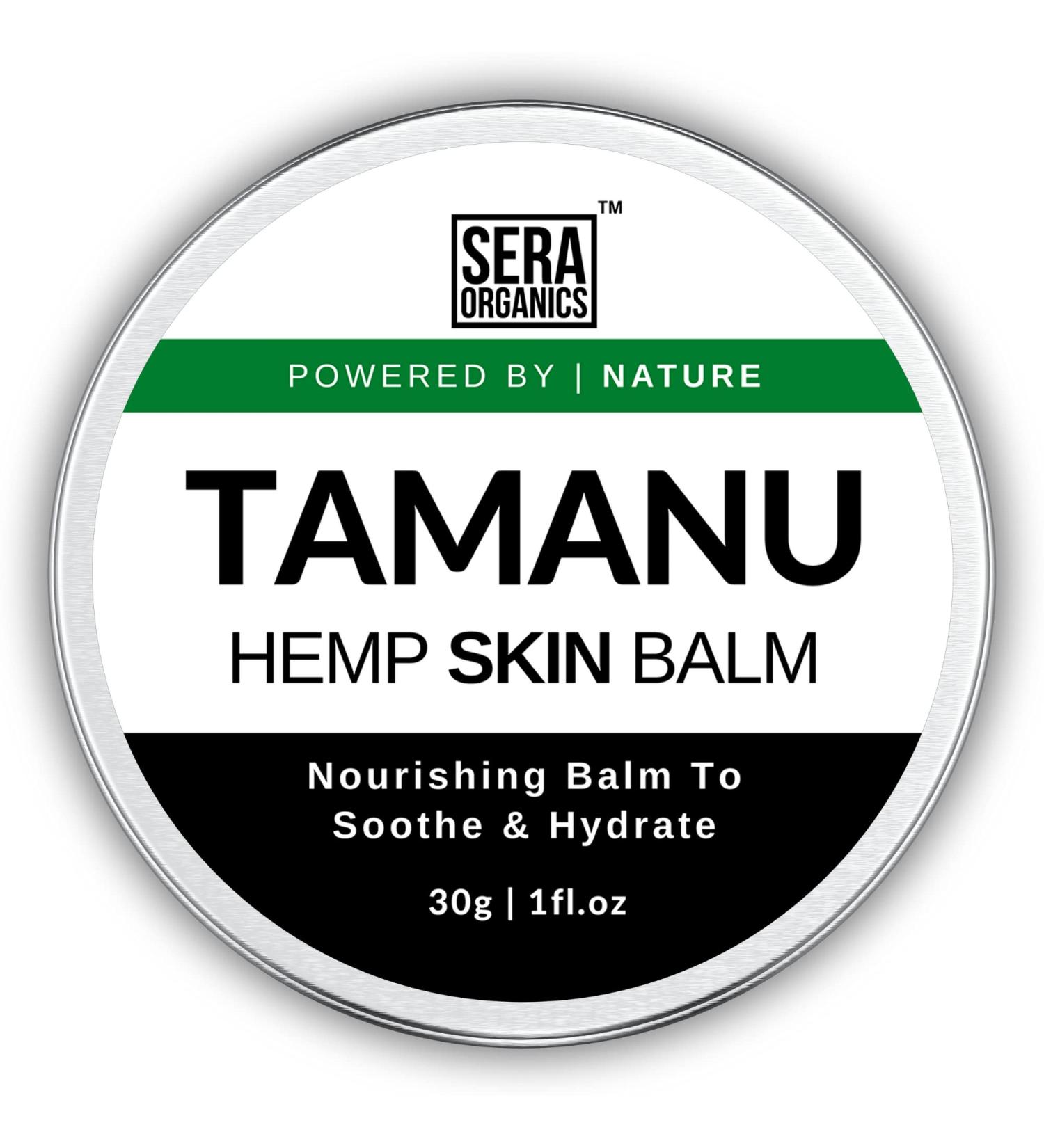 Tamanu and Hemp Cream All-Natural Skin Balm with Tamanu Oil for Itchy Dry Skin Suitable for Eczema Psoriasis and Dermatitis (30g) Handcrafted in the UK | Sera Organics - Buy Online on GoSupps.com
