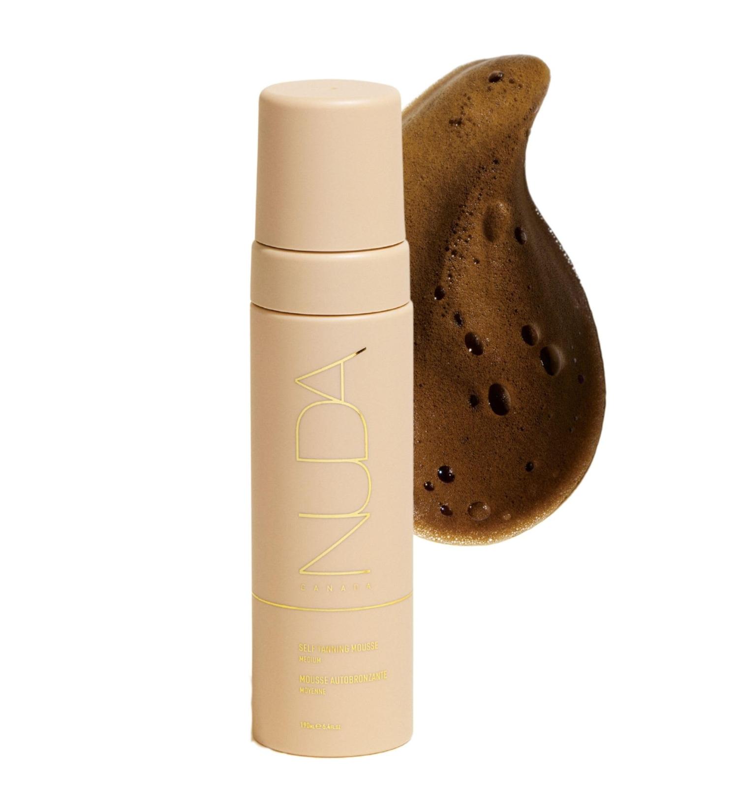 Nuda Medium BronzeFoam Self Tanning Mousse | Lightweight Fast-Drying & Streak-Free Sunless Tanner | with Hydrating Coconut Oil Cucumber Mango Apricot & Grapefruit | Easy to Apply (190mL) - Buy Online on GoSupps.com