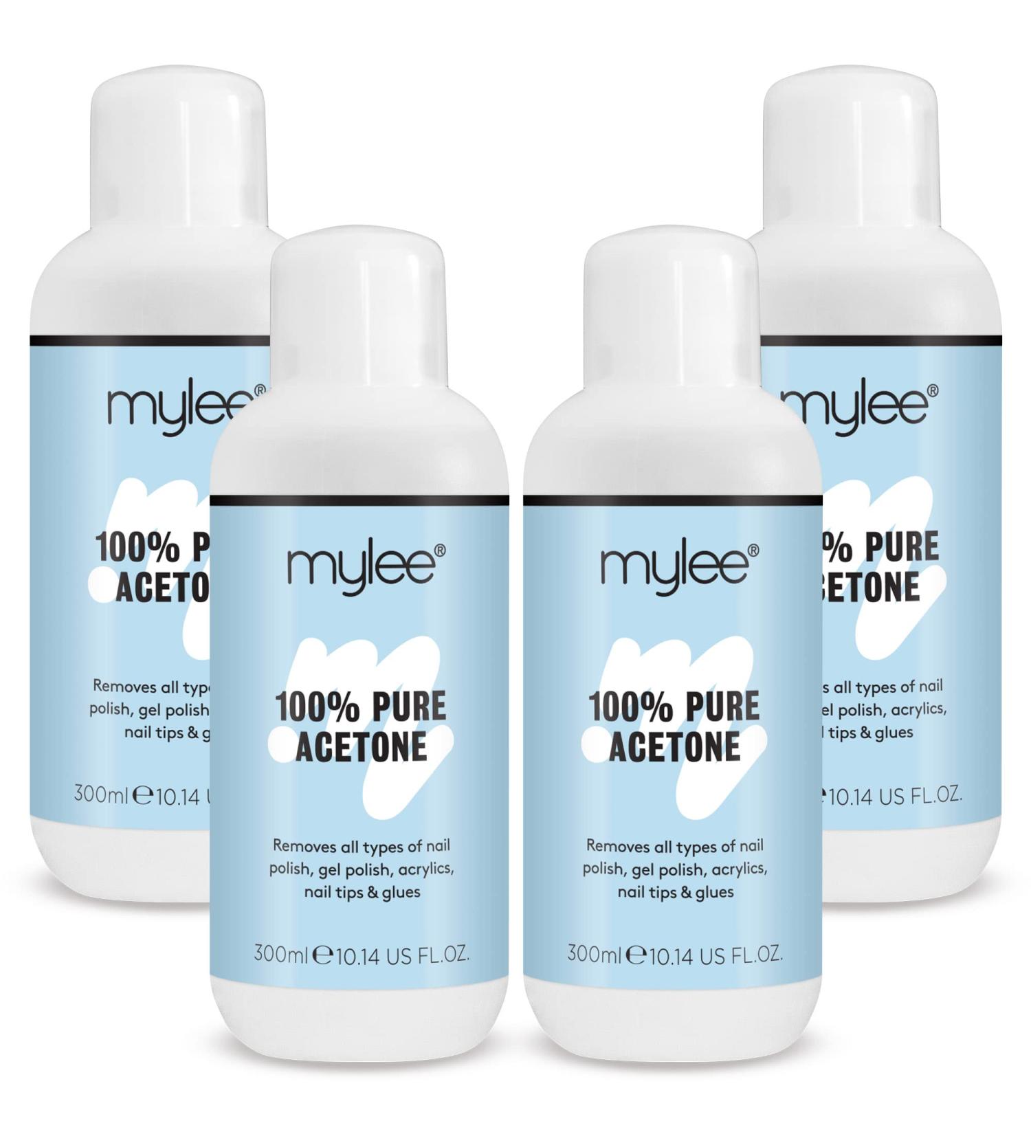 Mylee 100% Pure Acetone Gel Nail Polish Remover for UV/LED Gel Soak Off Removes All Types of Nail Polish Gel Polish Acrylic Gels Nail Tip & Glue (4x 300ml) 300 ml (Pack of 4) - Buy Online on GoSupps.com