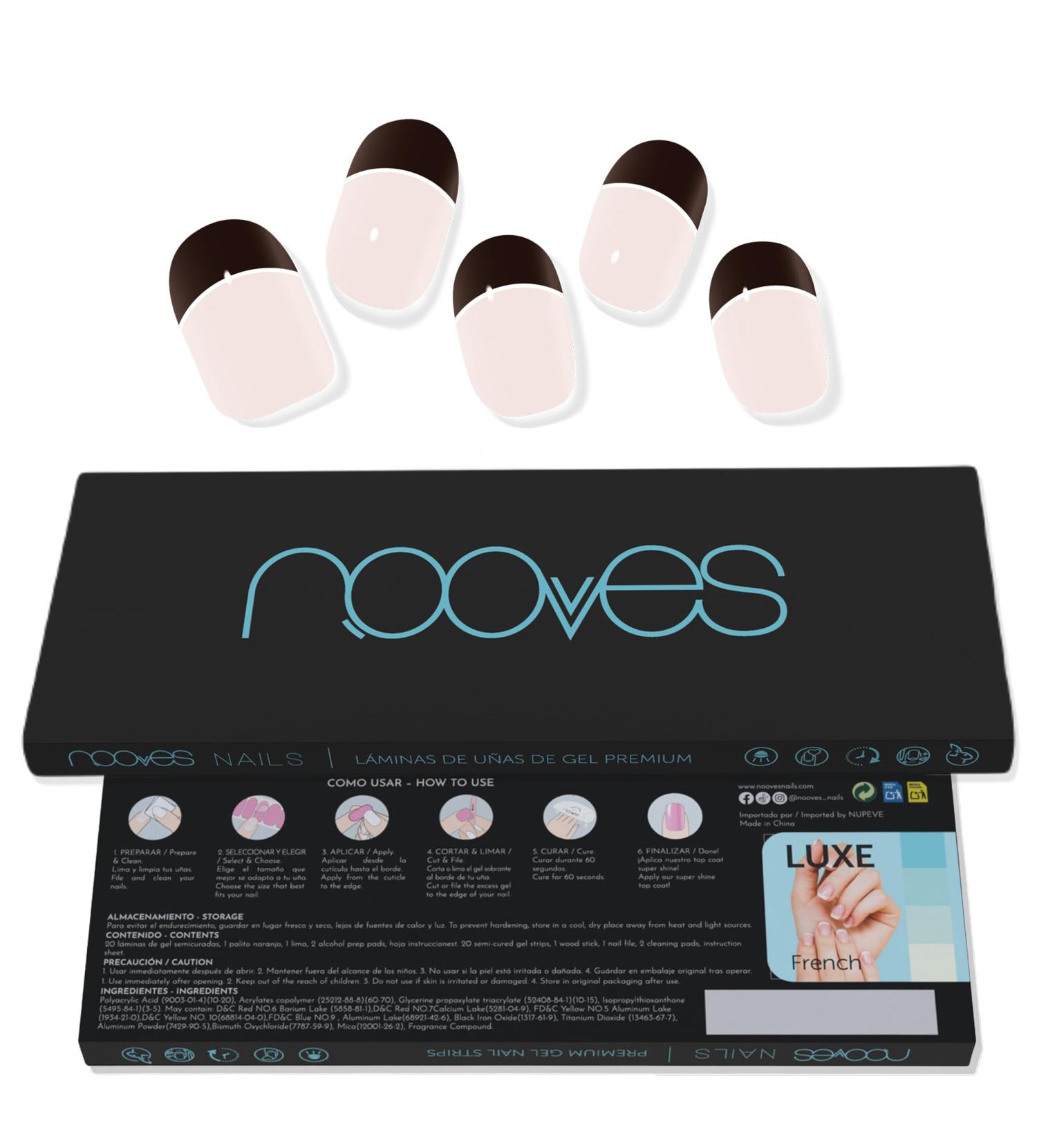 NOOVES NOOVES NAils Premium Pre-Cured Gel Nail Polish - Uo to Date - French | Semi-Hardened Gel Nail Strips | Semi-Permanent Gel Stickers | Gel Nail Stickers | Gel Nail Stickers