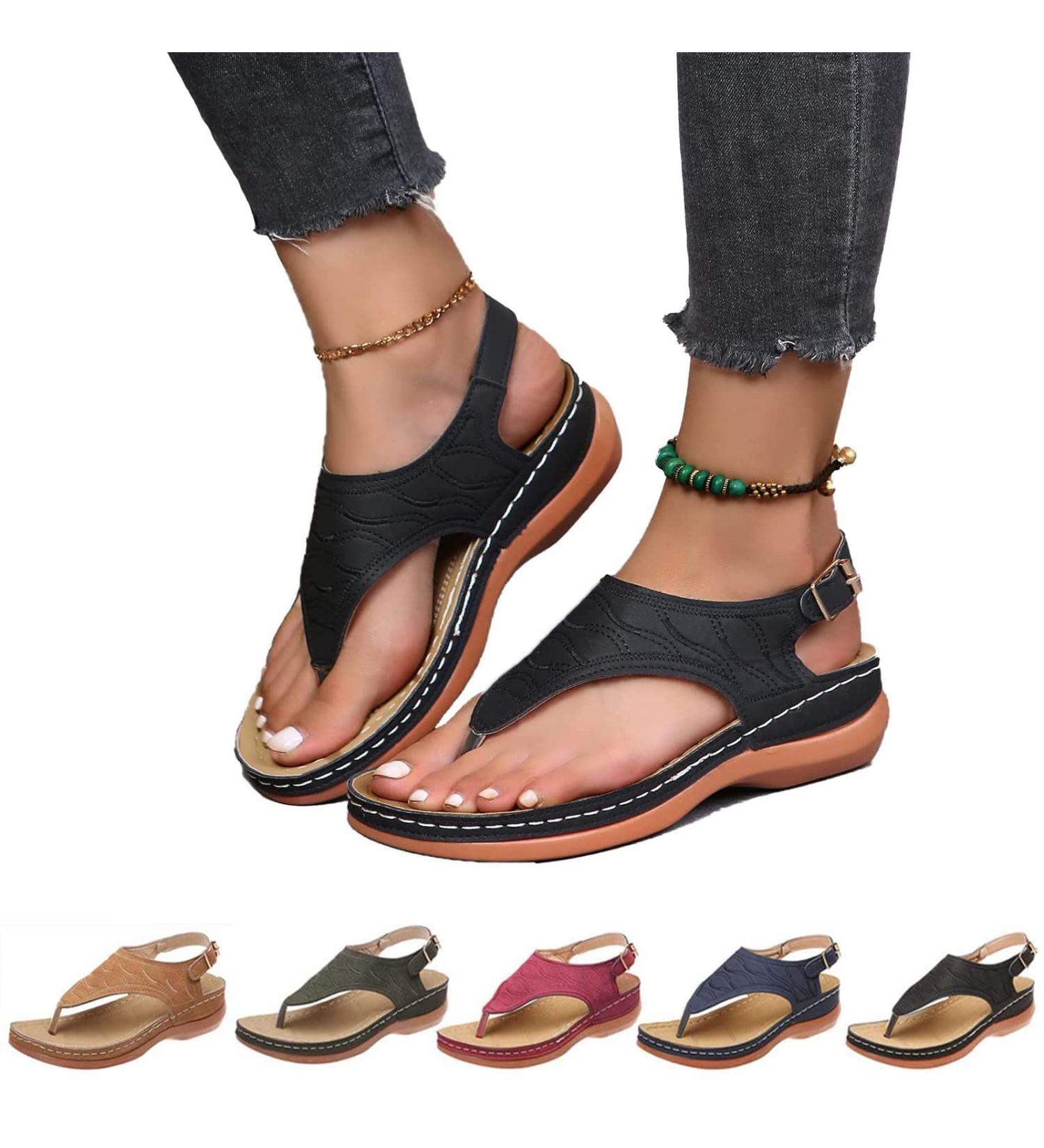 Dimleen Orthopedic Platform Sandals - Comfy Arch Support, Anti-Slip, Breathable (Black, Size 8) - Buy Online on GoSupps.com