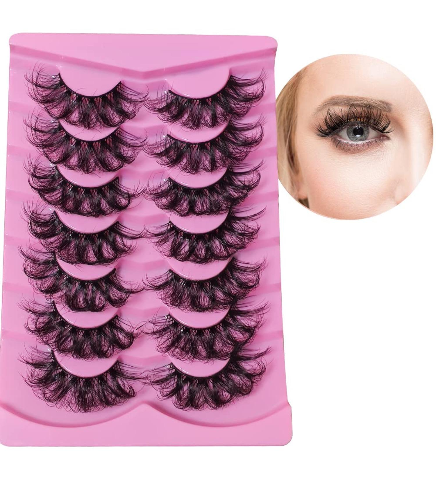 Fluffy Wispy 8D Faux Mink C Curl Strip Lashes - Natural Look 23mm - 7 Pairs - Buy Online on GoSupps.com