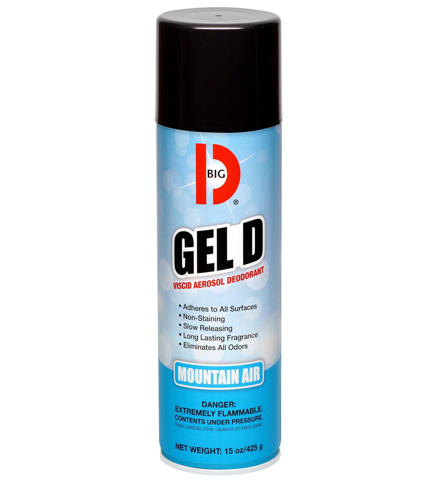 Big D 070 Gel D Viscid Aerosol Deodorant Mountain Air Fragrance 15 oz (Pack of 12) - Adheres to Hard nonporous Surfaces for Slow Releasing Odor Control - Use in Trash cans dumpsters lockers - Buy Online on GoSupps.com