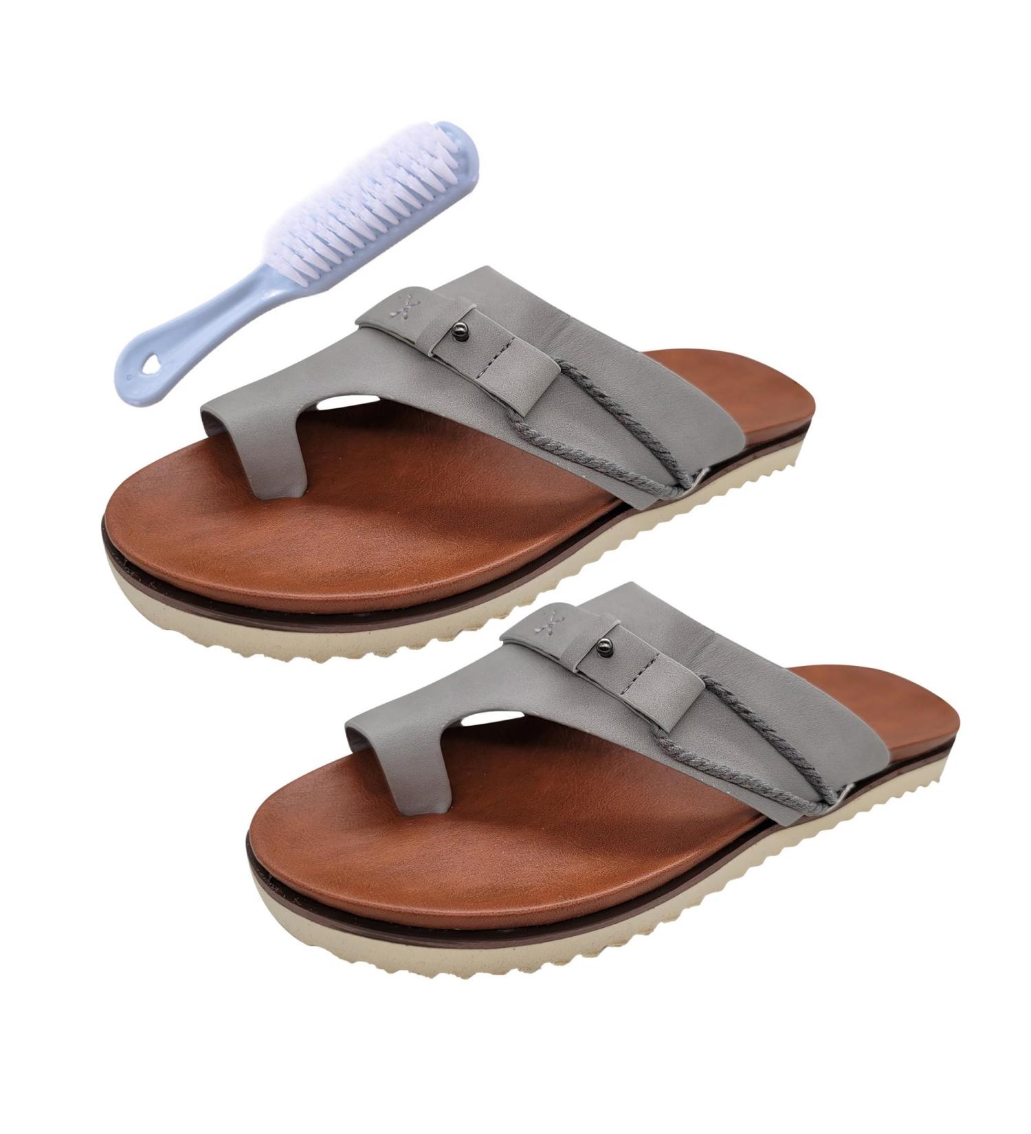 Bunion Correction Sandals for Women - Non-Slip Breathable Clip Toe Flats - Comfortable Summer Walking Sandals for Hallux Valgus - Light Grey 7 - Buy Online on GoSupps.com