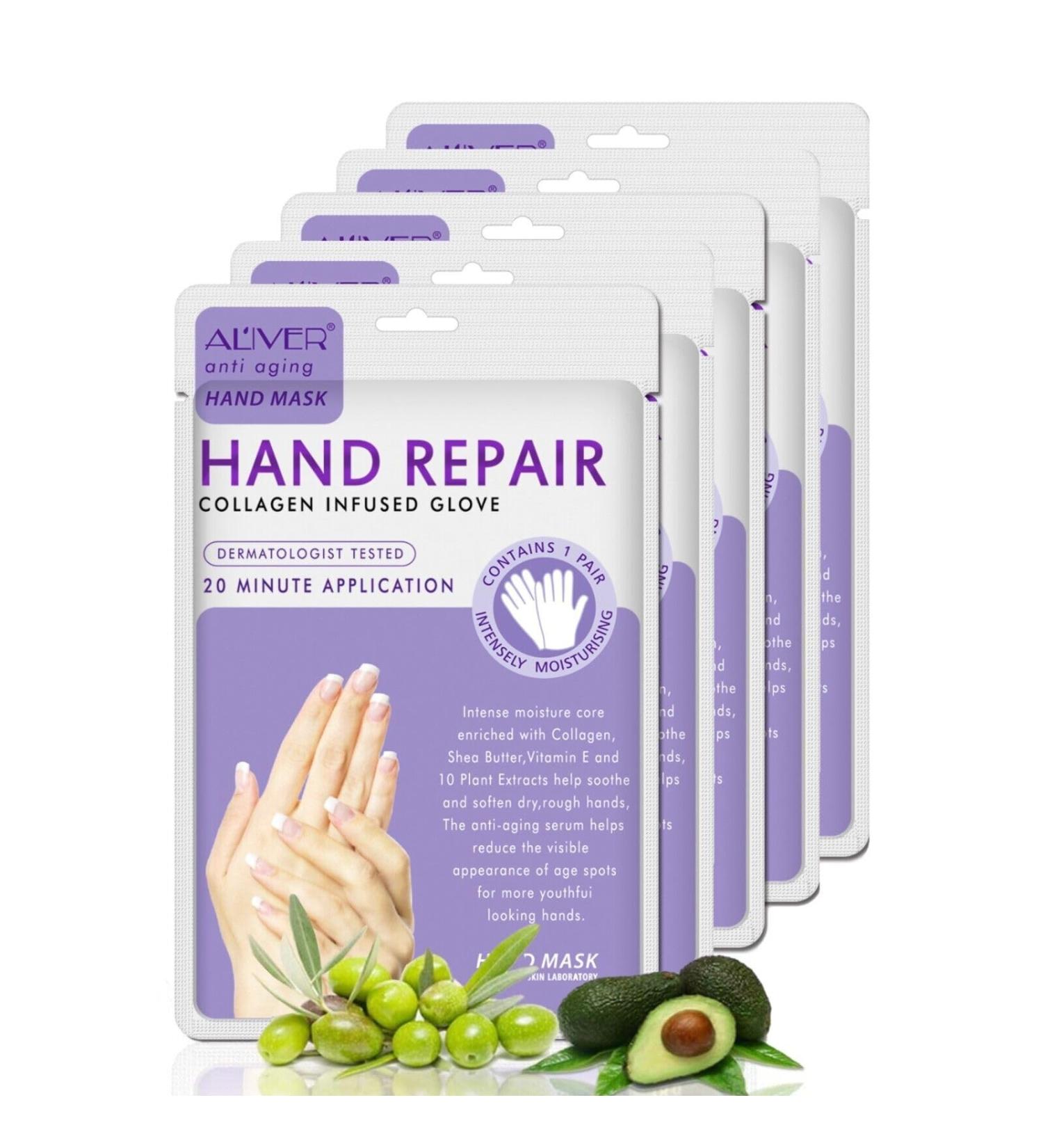 P-Beauty Lavender Hand Mask | 5 Pairs of Moisture Gloves | Collagen & Vitamin-Rich Anti-Aging Care for Cracked Dry Hands - Buy Online on GoSupps.com
