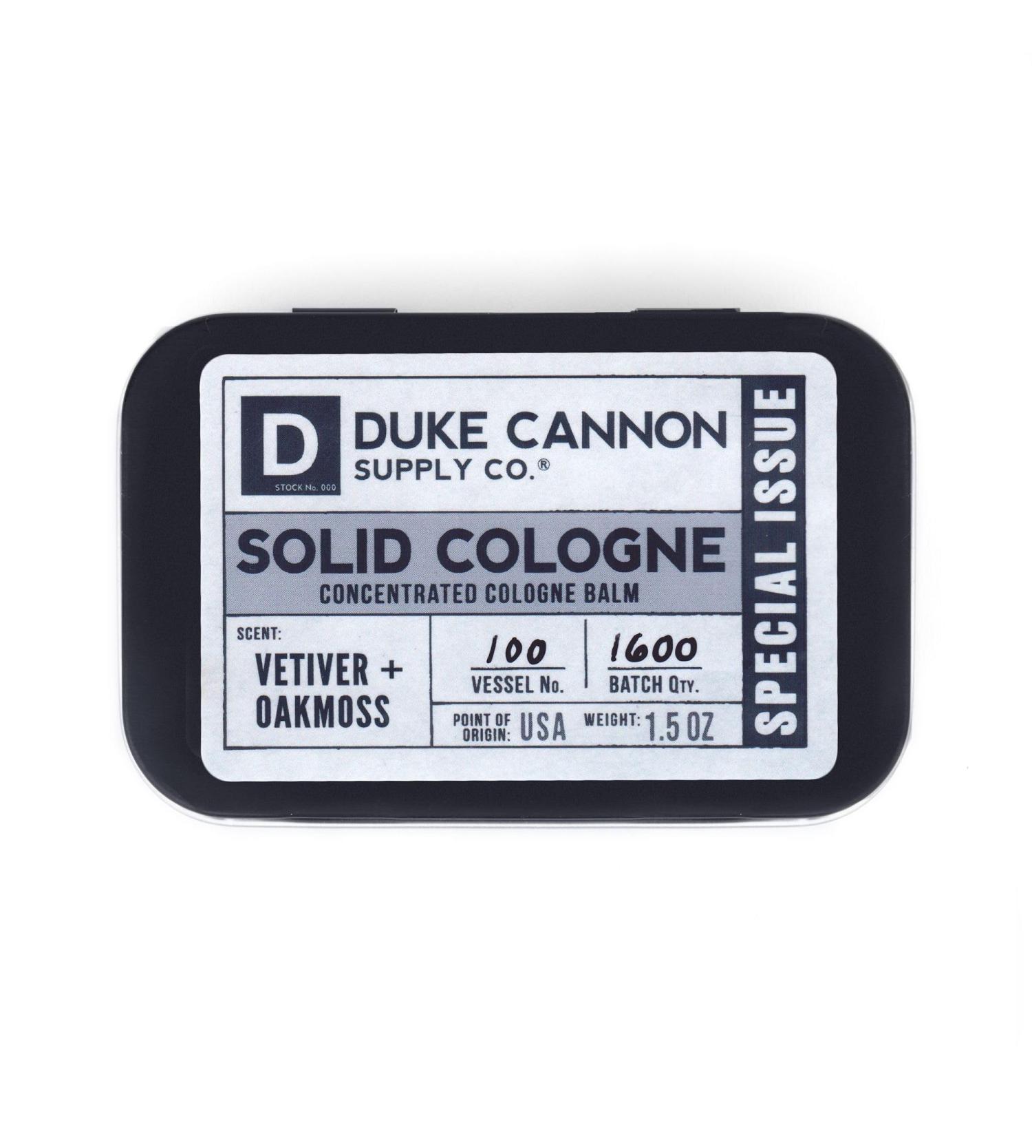Duke Cannon Supply Co. Solid Cologne for Men Special Issue Vetiver and Oakmoss (Fresh Air Sandalwood) - Concentrated Balm Travel-Friendly Tin 1.5 oz Vetiver + Oakmoss - Buy Online on GoSupps.com