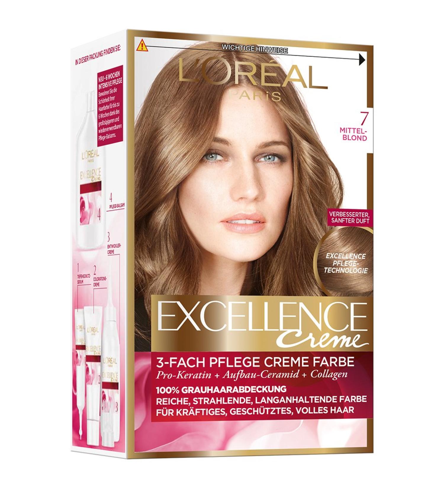 L'Oréal Paris Excellence Lot of 3 Cream Colorings 7 Medium Blonde