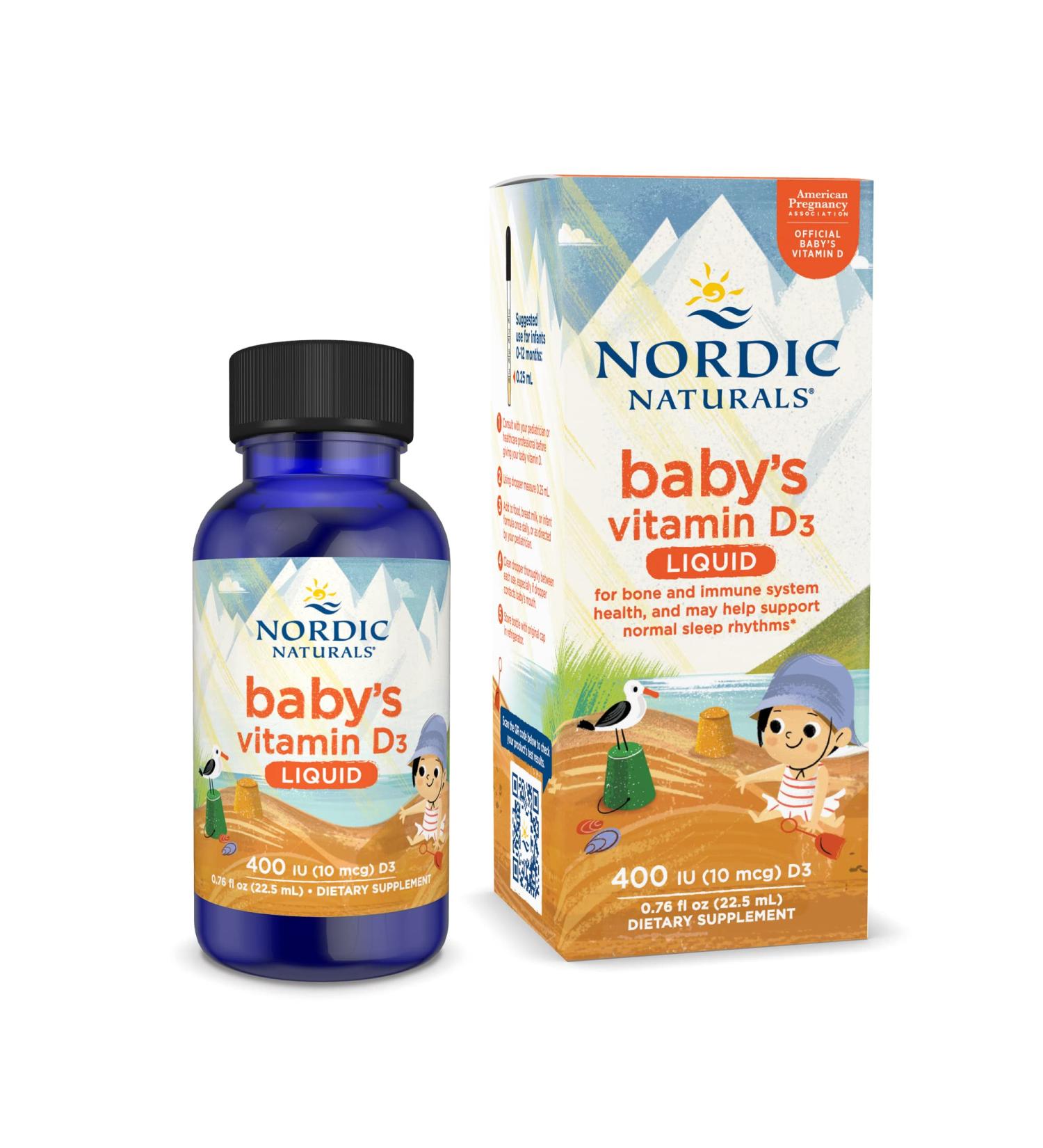 Nordic Naturals Baby's Vitamin D3 - 0.76 oz - 400 IU - Healthy Bones & Immune Support - Non-GMO Vegetarian - 90 Servings - Buy Online on GoSupps.com