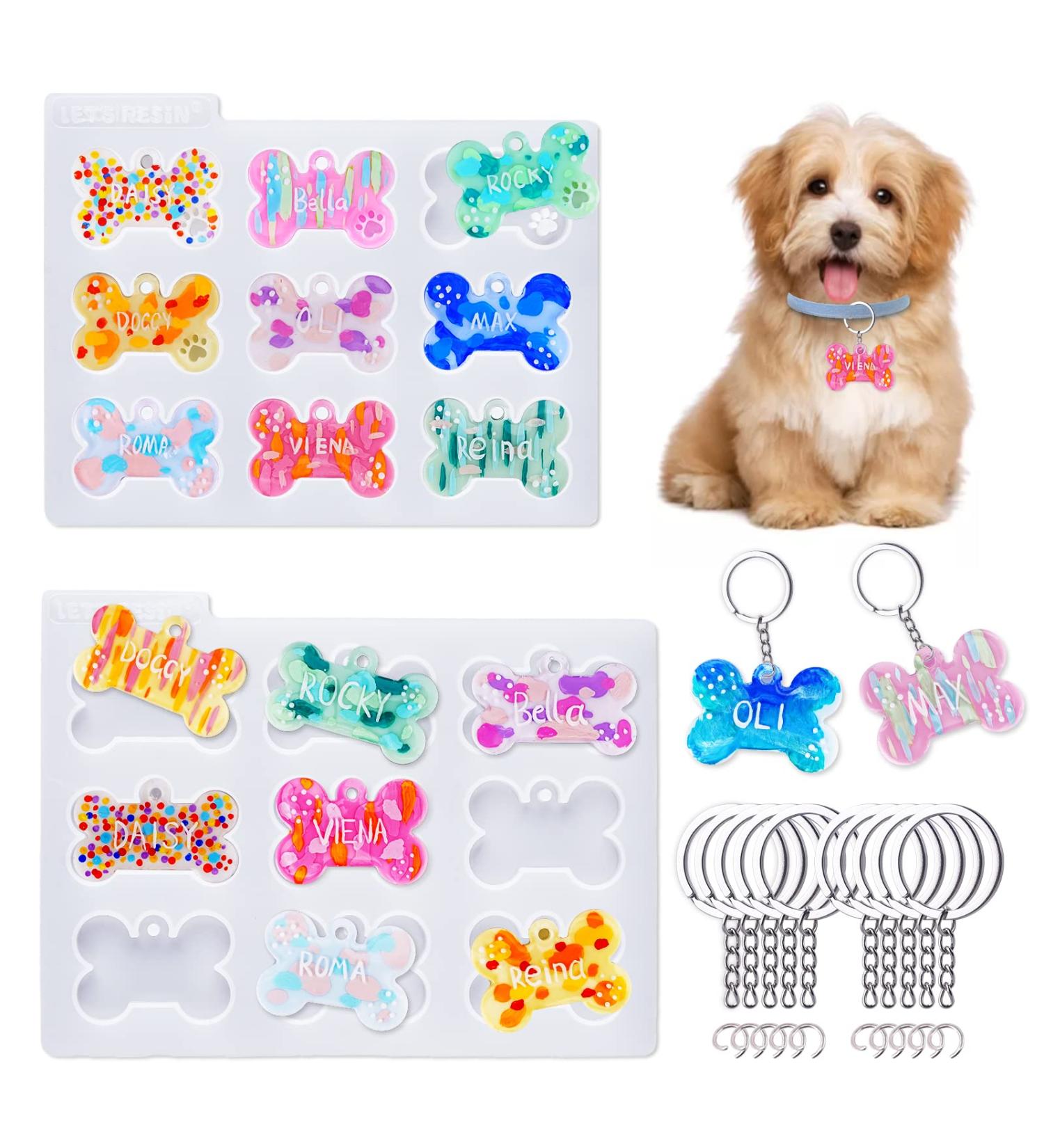 LET'S RESIN Pet Tag Silicone Molds - Bone Shape for Cat and Dog, with Key Rings - DIY Epoxy and UV Resin Keychain Crafts - Buy Online on GoSupps.com