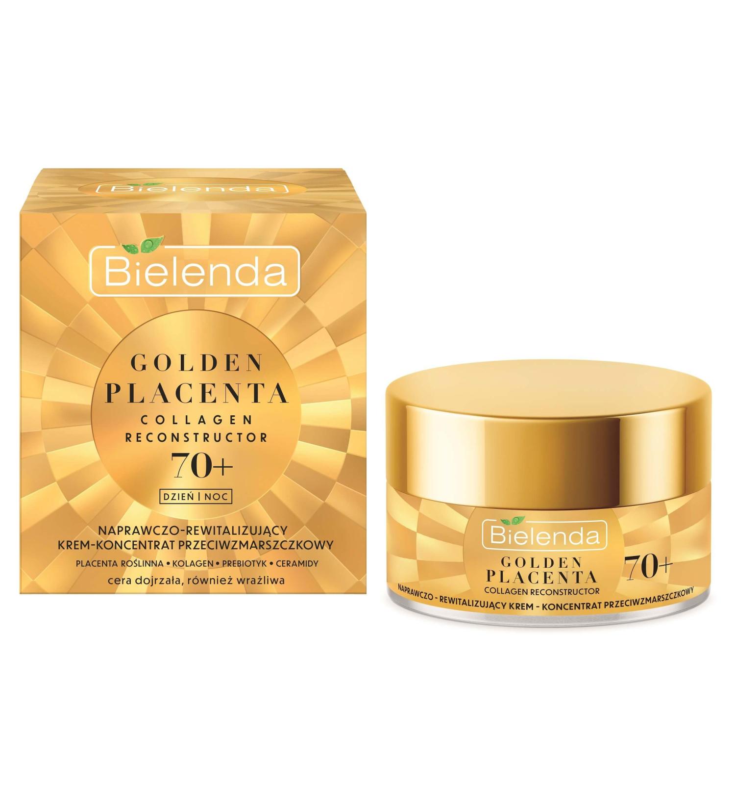 Bielenda Golden Placenta Collagen Reconstructor Repairing Revitalizing Anti Wrinkle Cream 70+ Day/Night 50ml - Buy Online on GoSupps.com