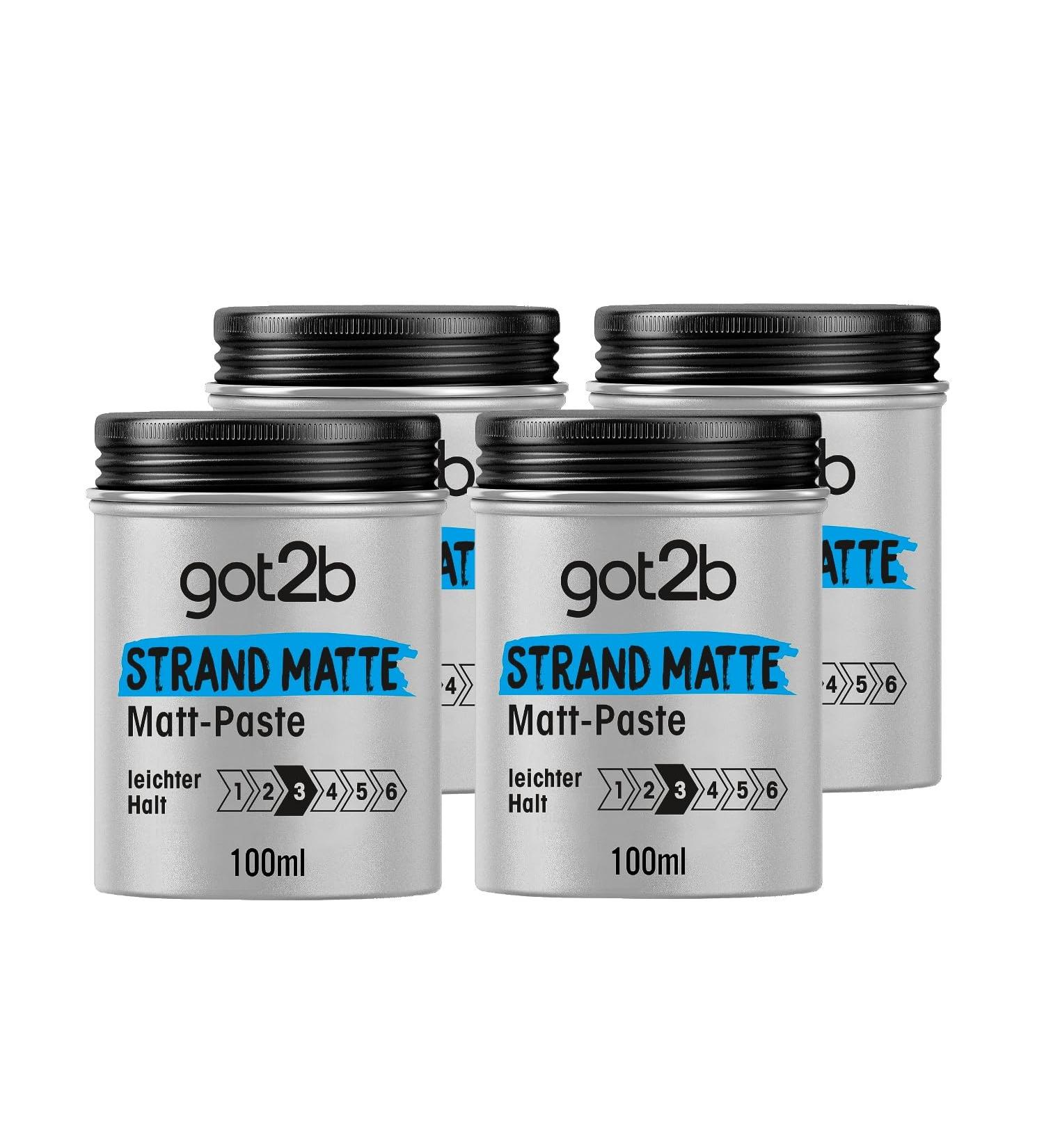 GOT2B Beach Matte Matt paste (100 ml) styling paste for matt surfing looks for strubeling texturing or taming without gluing medium hold 4x 100 ml 117 g (4 Pack)