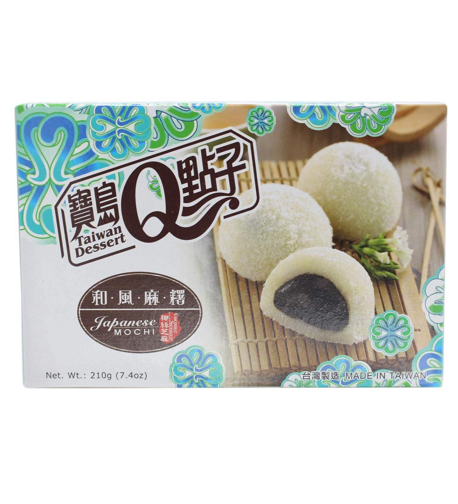 He Fong Mochi with sesame filling and coconut flakes on the outside 210g