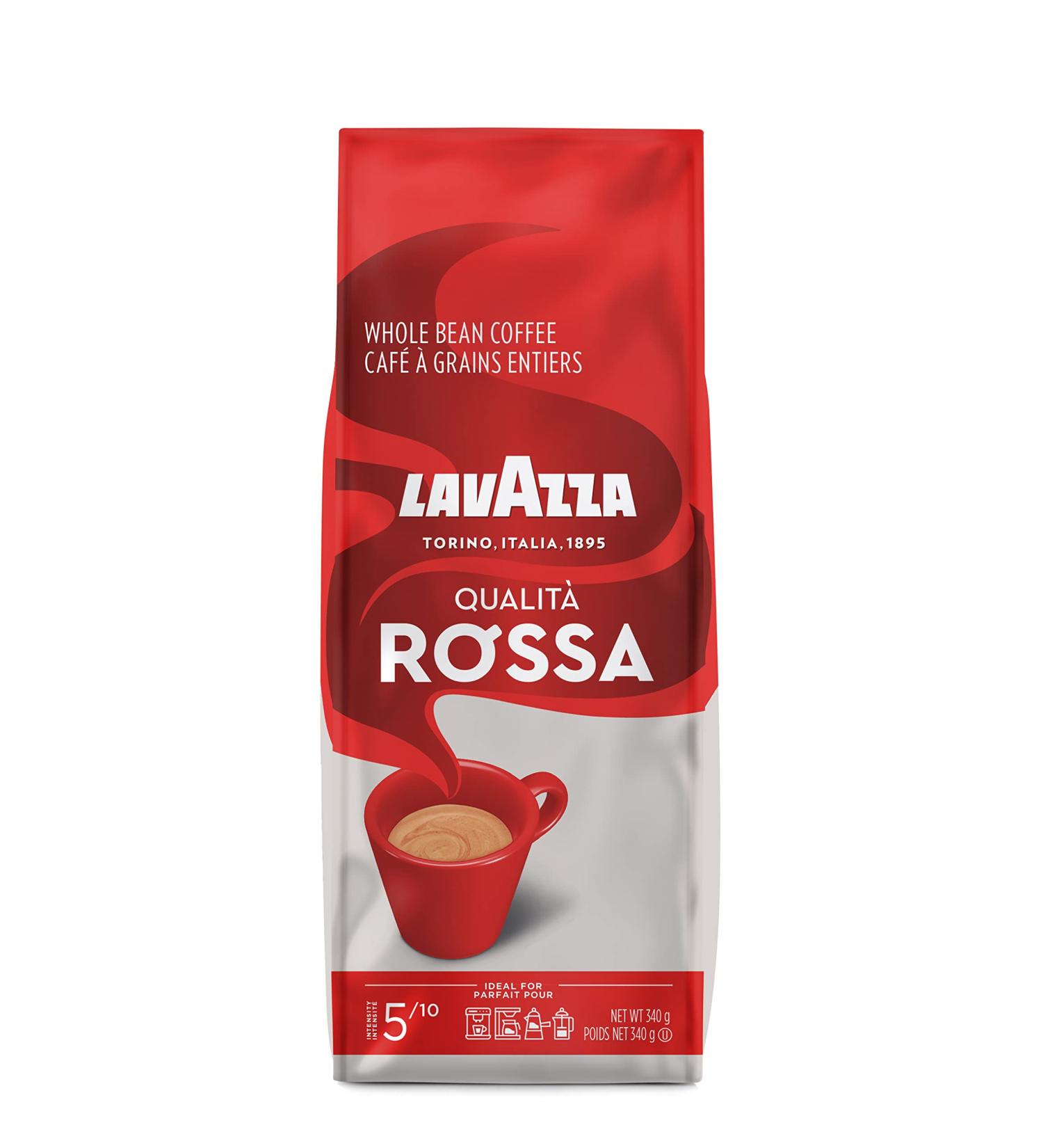 Lavazza Qualita Rossa Whole Bean Coffee Blend Medium Roast Authentic Italian Blended and Roasted in Italy Chocolate notes Full Body and Intense Aromas 340g bag - Buy Online on GoSupps.com