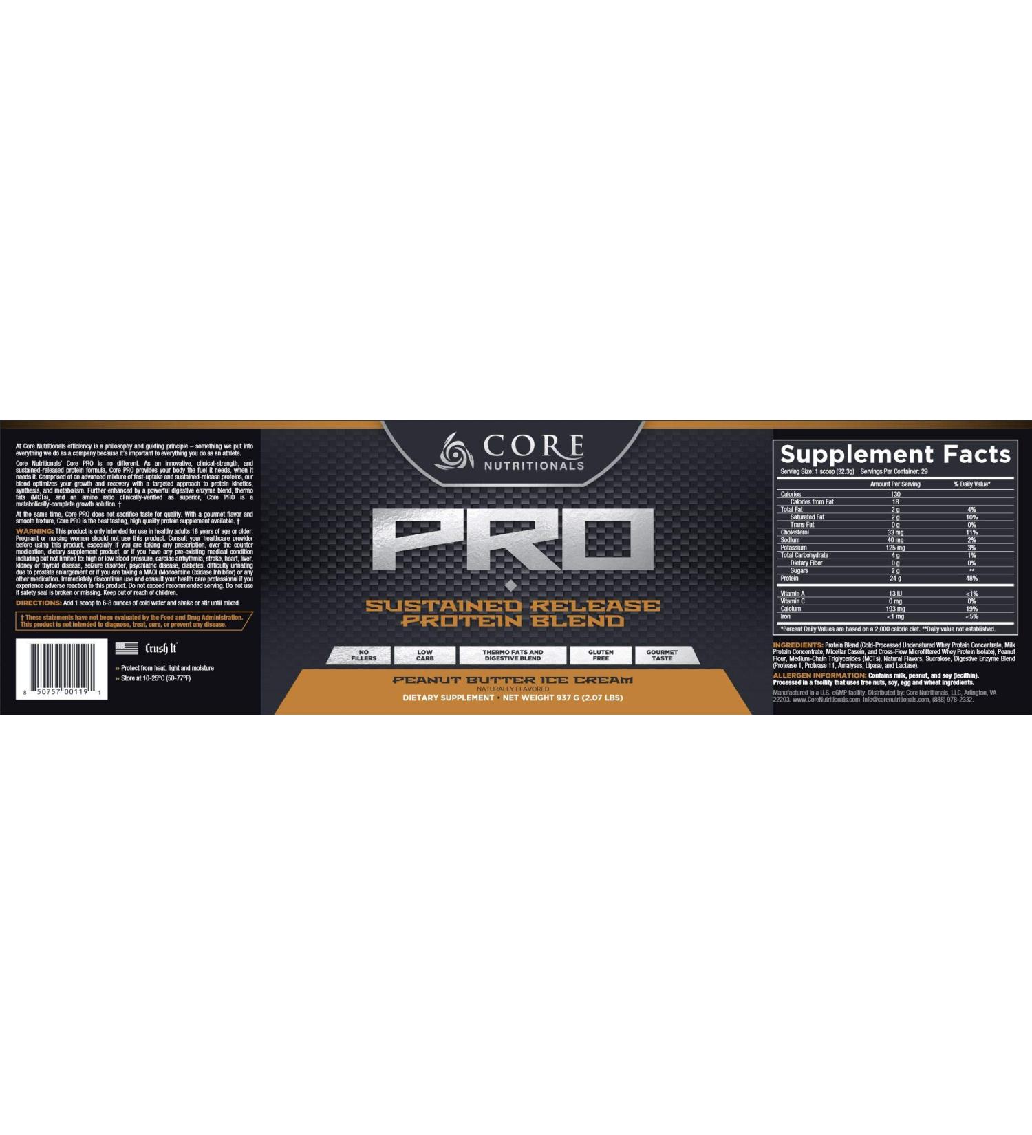 Core Nutritionals Core PRO - 29 Servings - Peanut Butter Ice Cream | Premium Protein for Optimal Performance - Buy Online on GoSupps.com