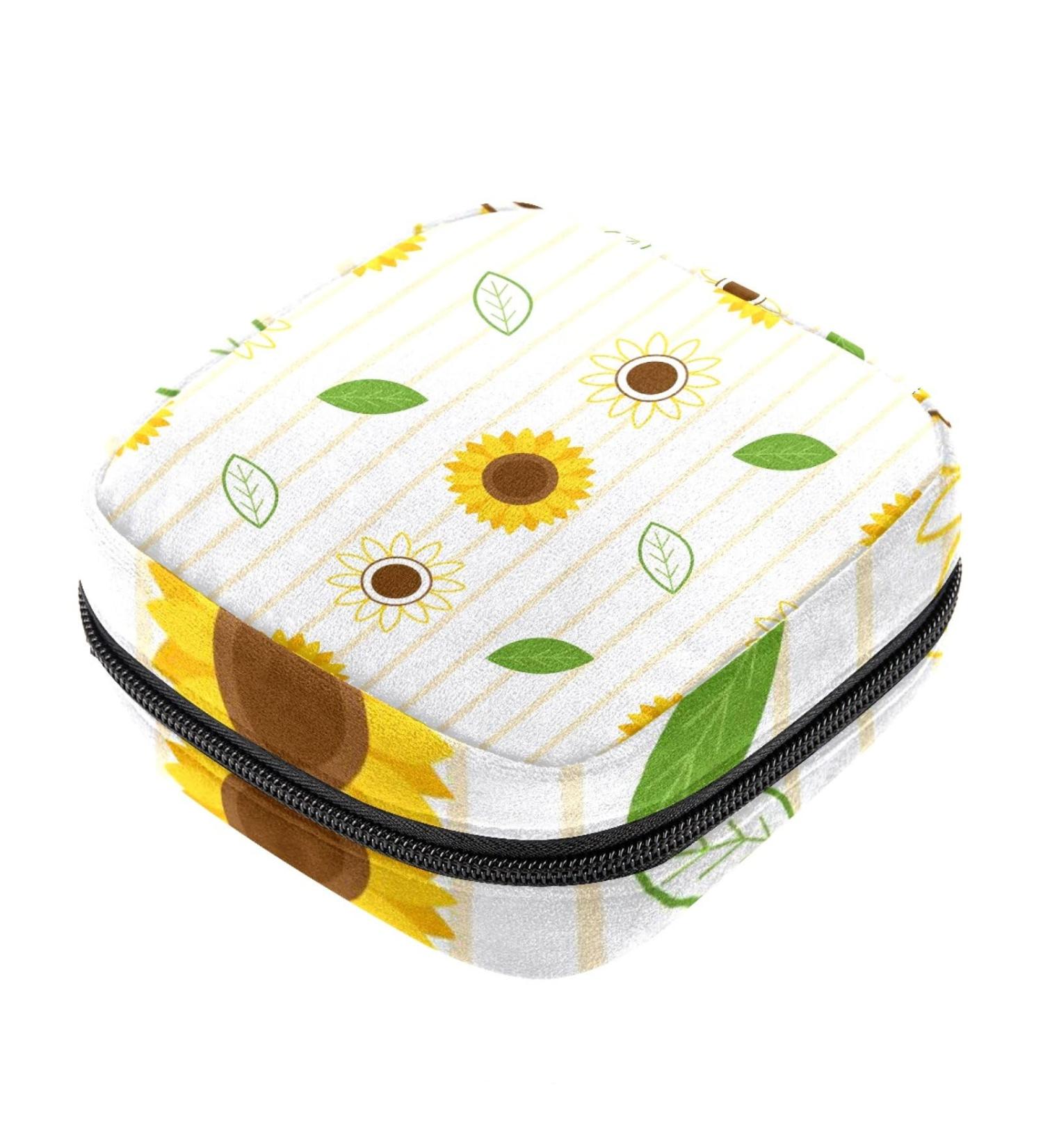 Sunflower Stripe Menstrual Pad Storage Bag - Portable Sanitary Napkin Pouch for Women - Color 8 - Buy Online on GoSupps.com