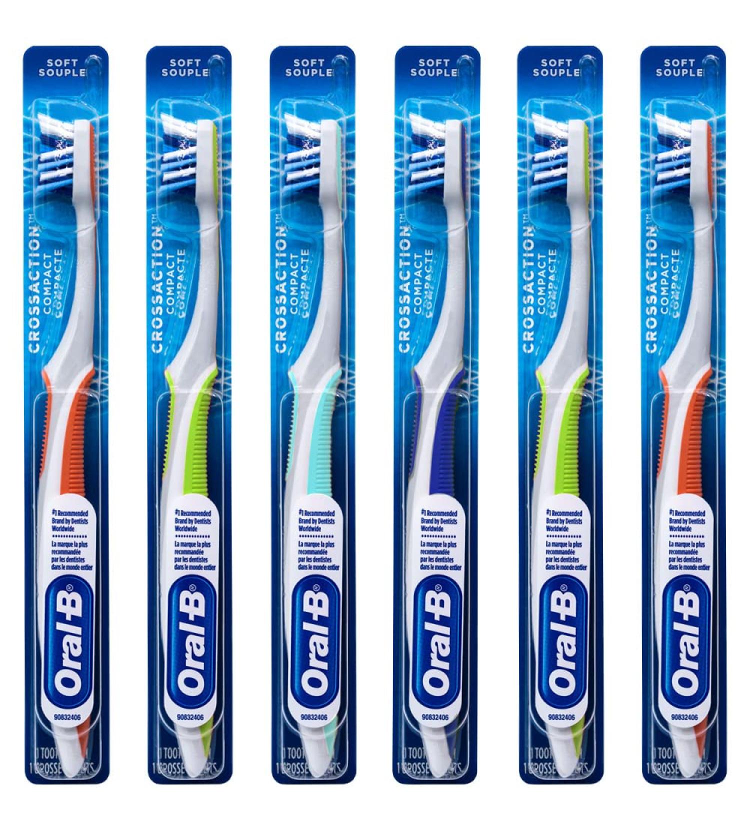 Oral-B CrossAction Compact Toothbrush 23 Soft - Pack of 6 | Assorted Colors - Buy Online on GoSupps.com