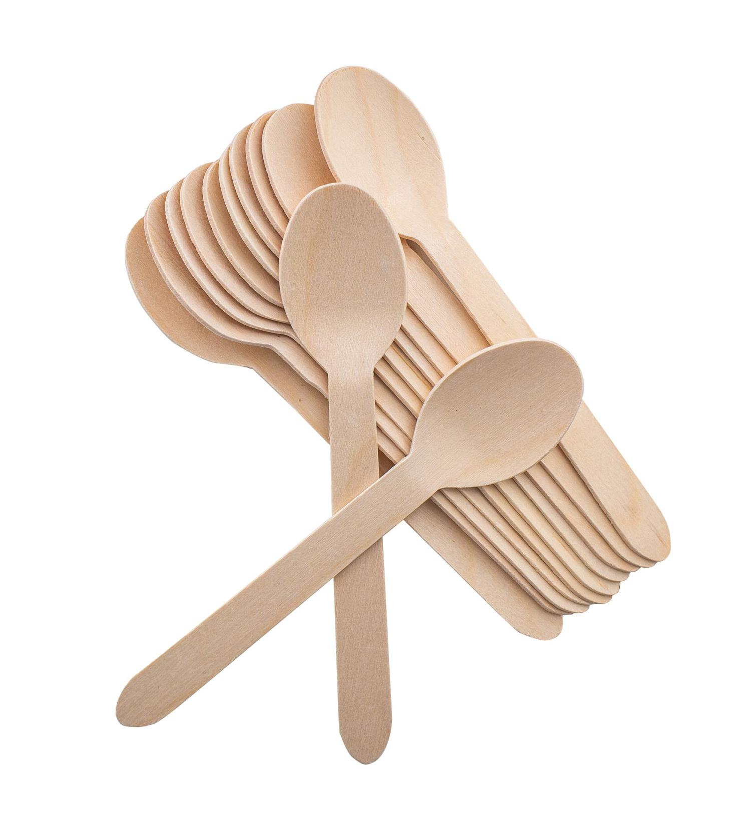 Pack of 100 Biodegradable Disposable Wooden Forks - 6.5 Length - Natural Utensils for Parties, Camping, Weddings & Events - Buy Online on GoSupps.com