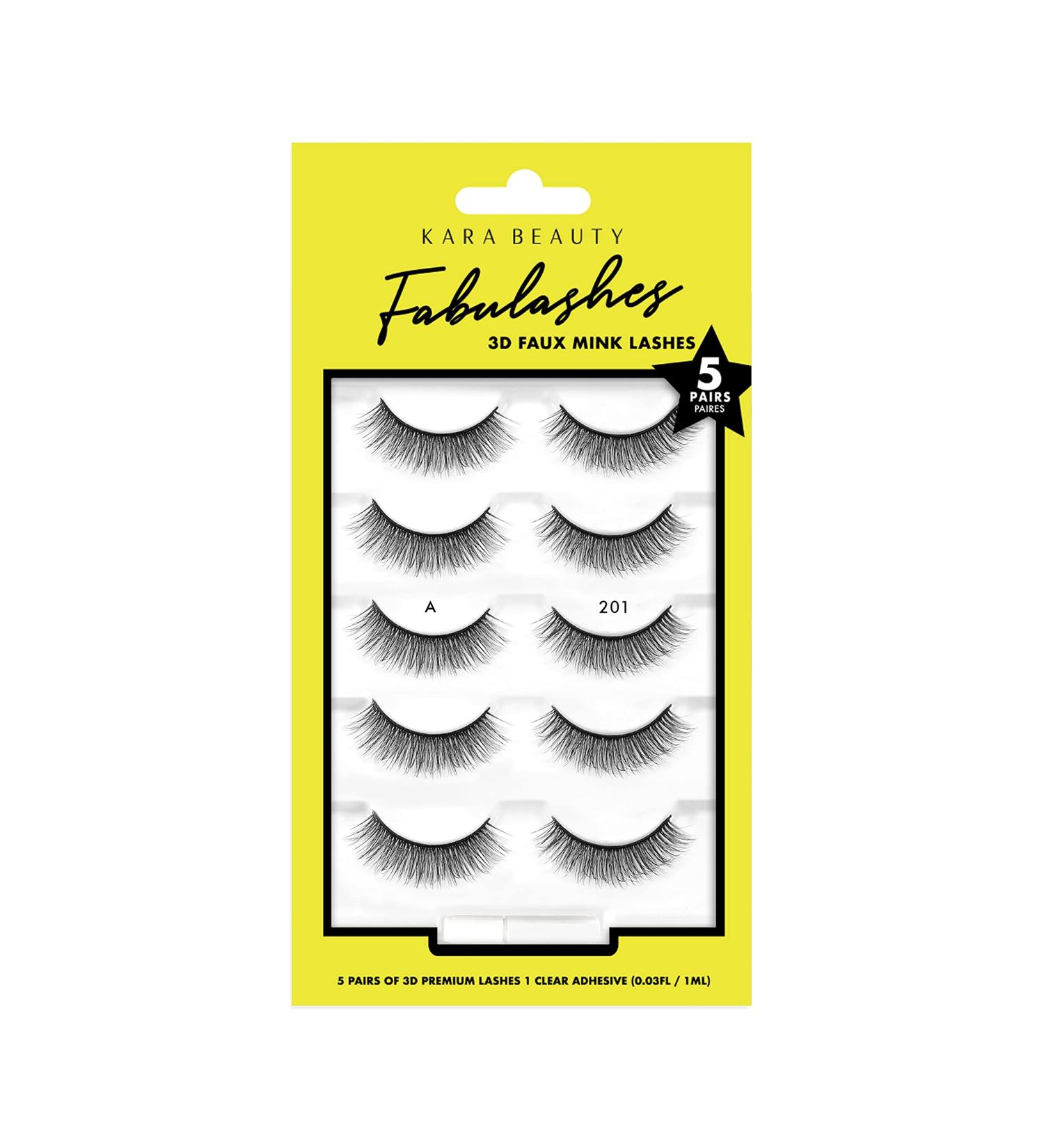 KARA BEAUTY FABULASHES 5 IDENTICAL PAIRS Multi-pack 3D Faux Mink False Eyelashes - Style KA5201