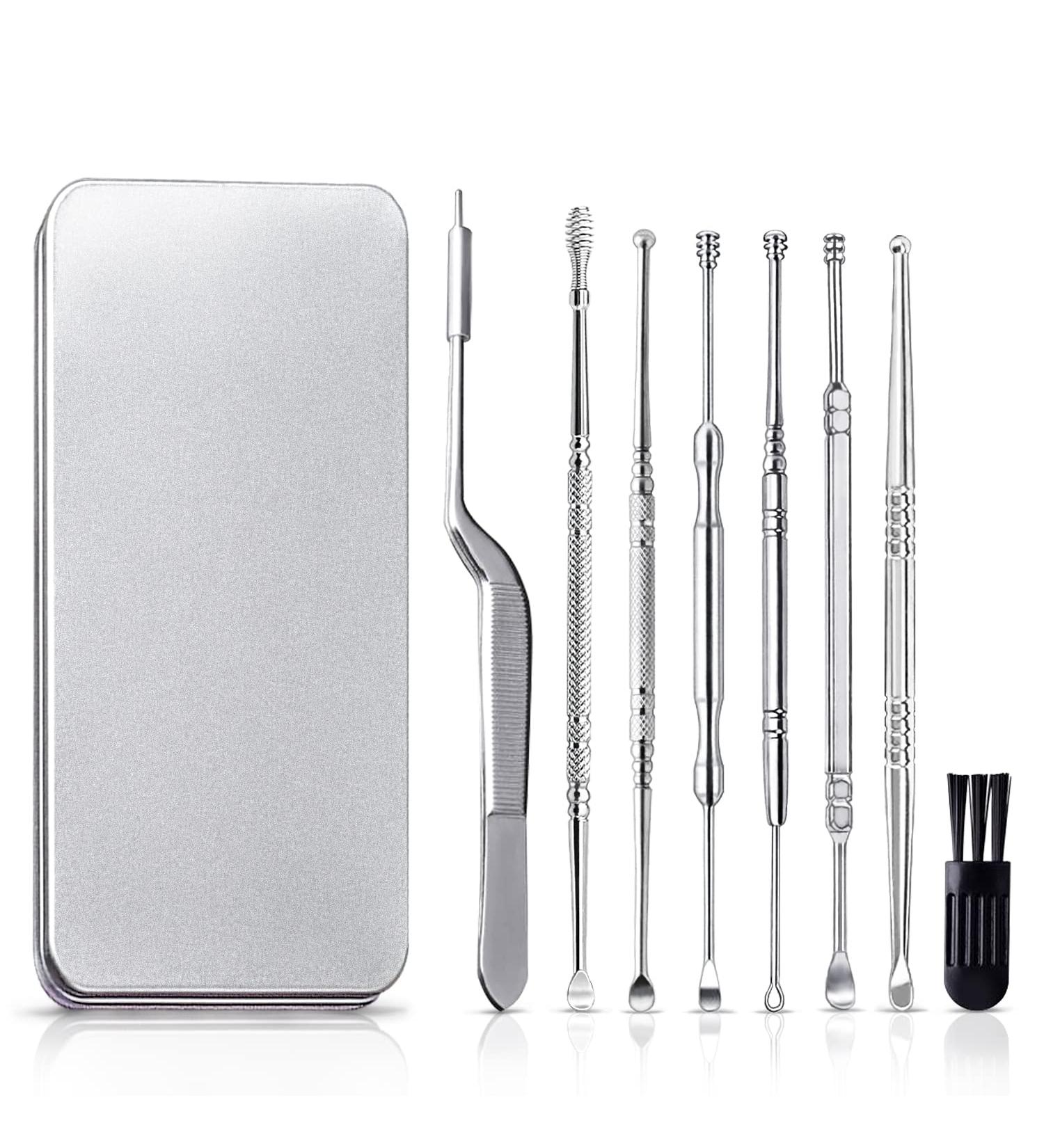 7 in 1 Stainless Steel Ear Wax Removal Kit - Multifunctional Ear Pick with Cleaning Brush & Storage Box - Buy Online Internationally - Buy Online on GoSupps.com