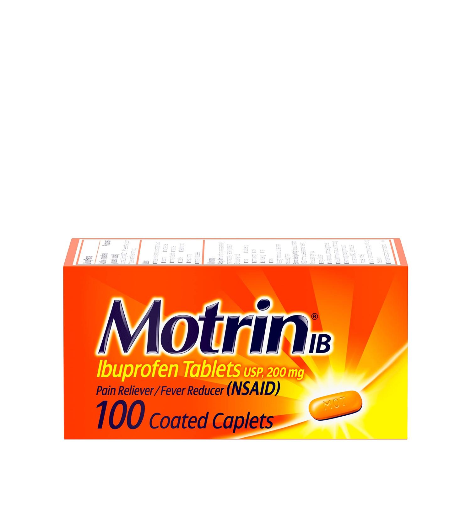 Motrin IB Ibuprofen 200mg Tablets - Pain Reliever for Aches & Pains - 100 Ct - Buy Online on GoSupps.com