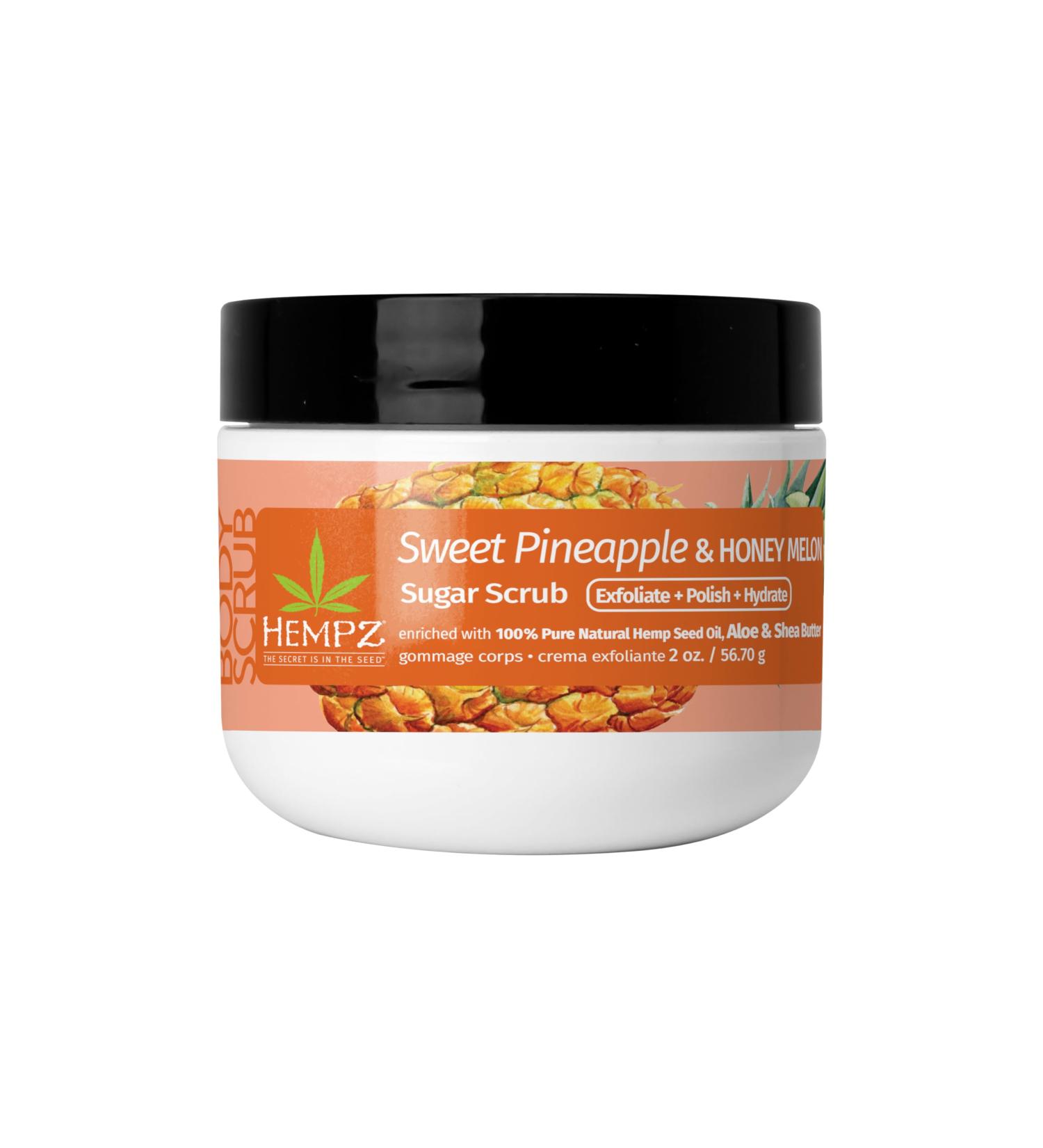 Hempz Mini Sugar Body Scrub - Sweet Pineapple & Honey Melon 2 oz | Travel Size Exfoliator for Smooth Skin - Shop Now - Buy Online on GoSupps.com